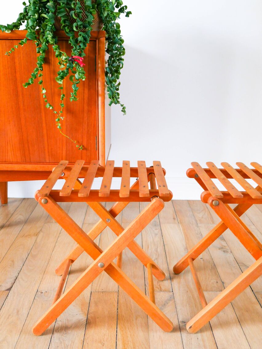 Paire de tabourets pliants anciens