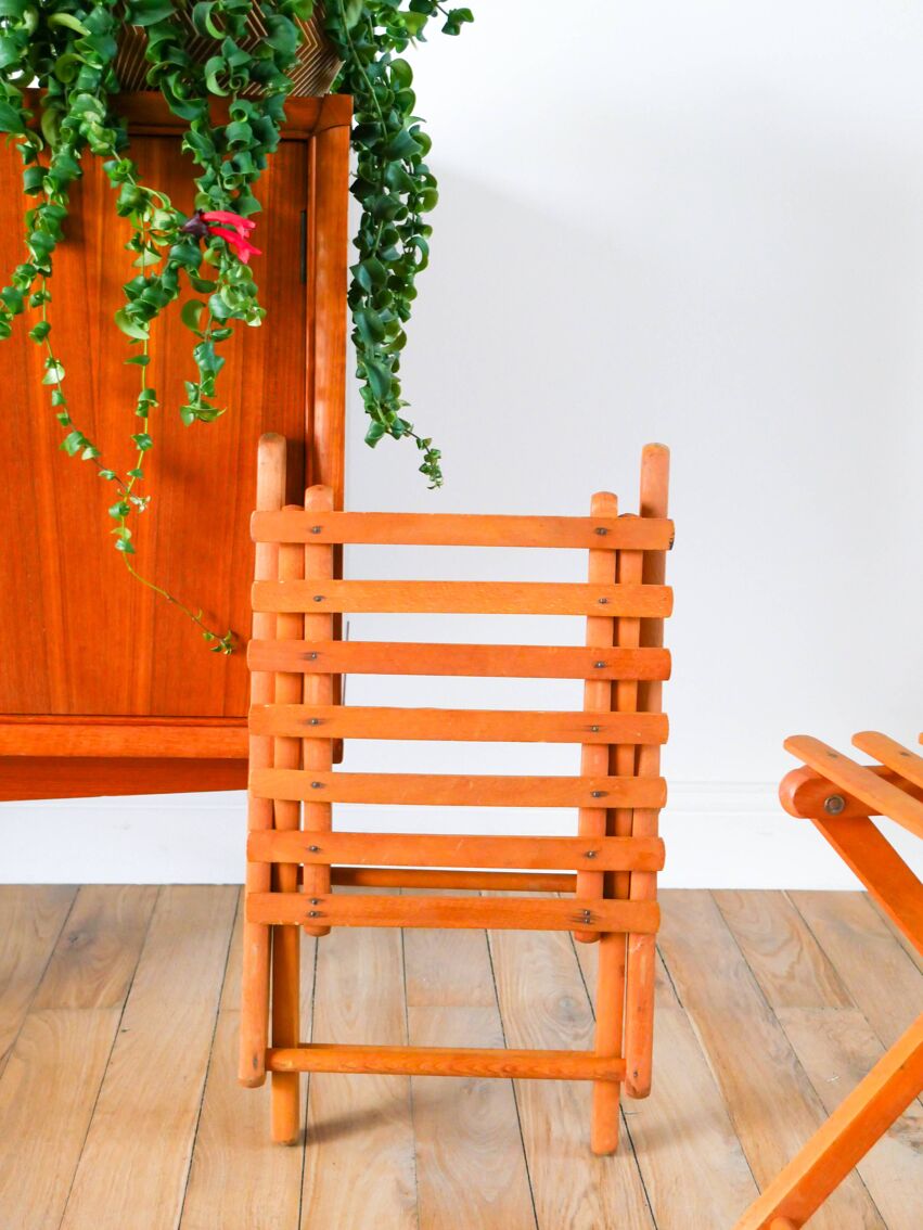 Paire de tabourets pliants anciens