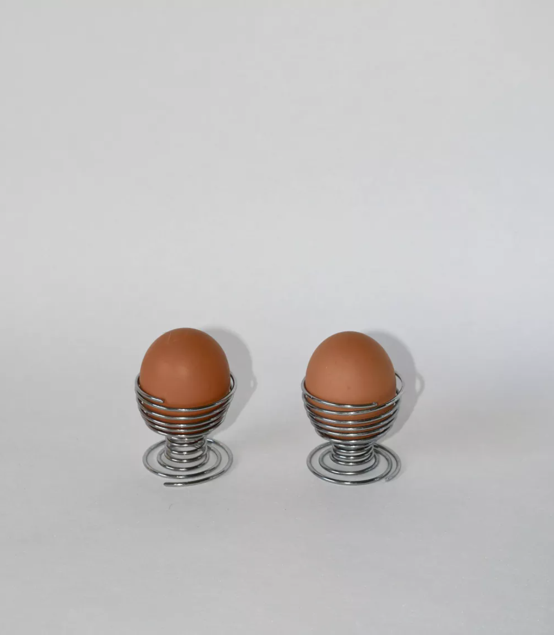 Paire de coquetiers spirales en inox 1970