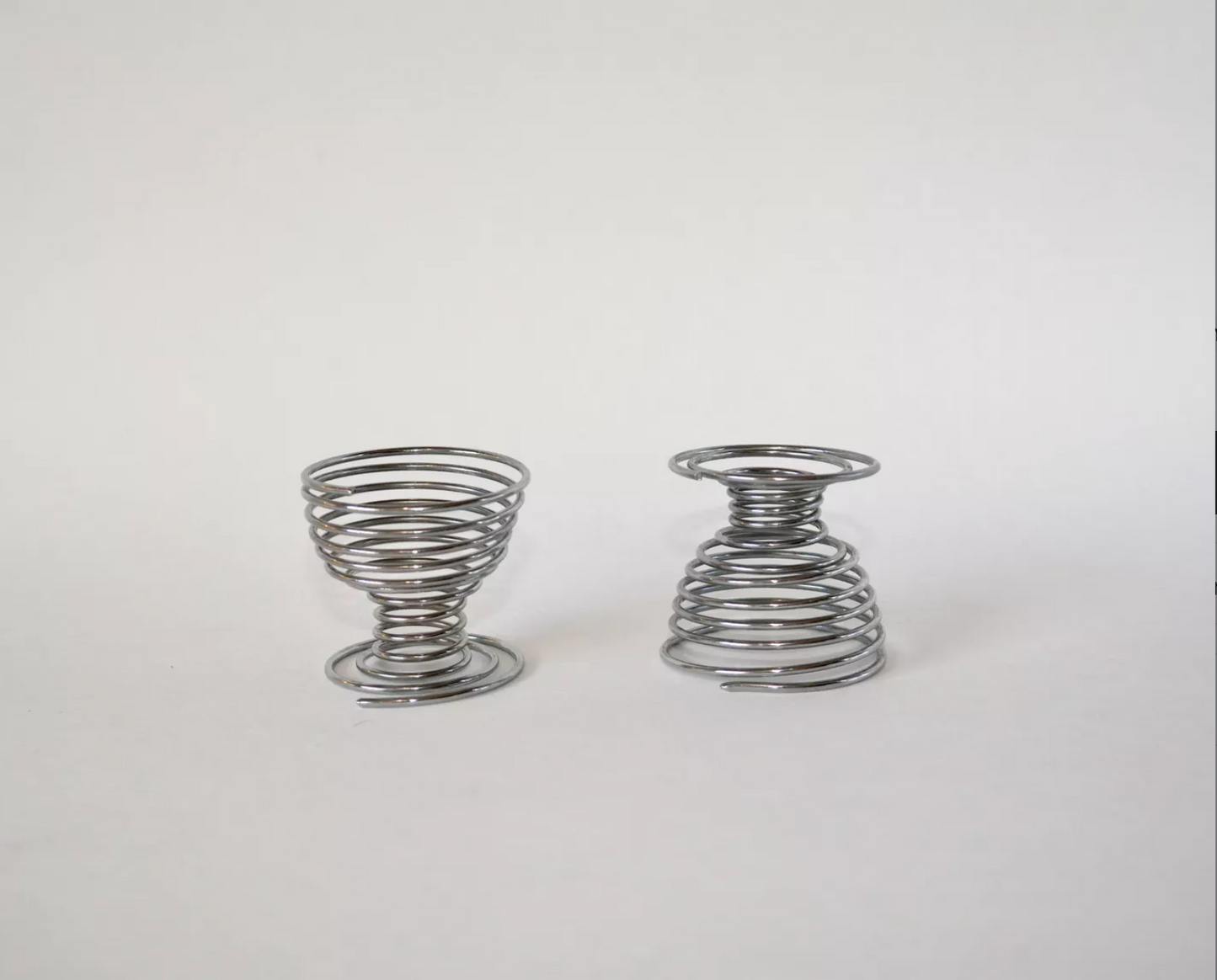 Paire de coquetiers spirales en inox 1970