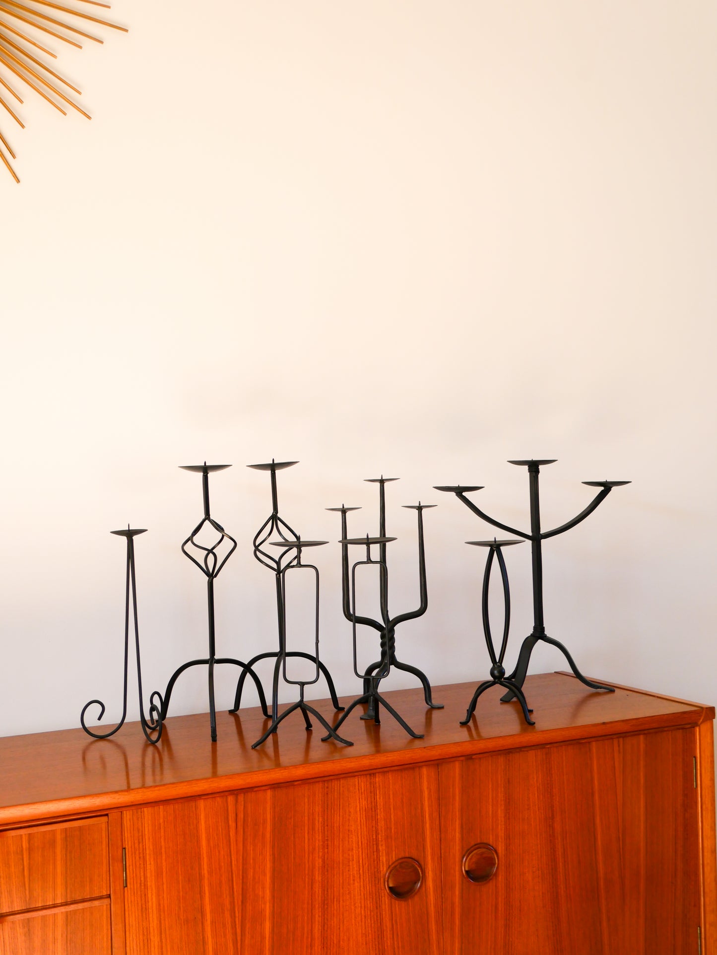 Chandelier tripode en fer Noir, Brutaliste, 1970 - 34 cm