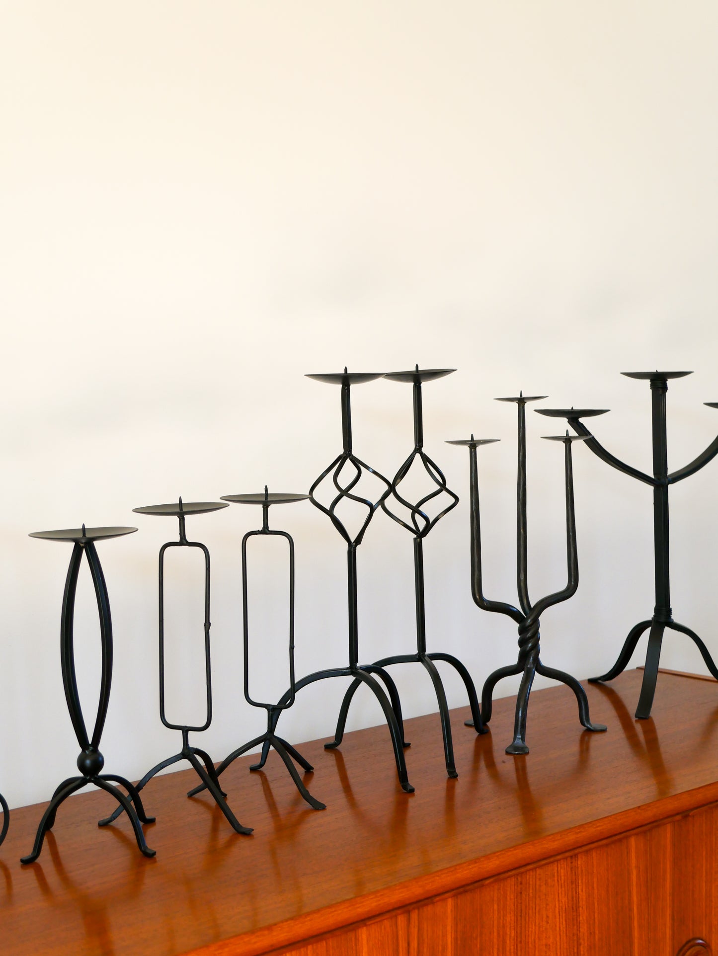 Chandelier tripode en fer Noir, Brutaliste, 1970 - 34 cm