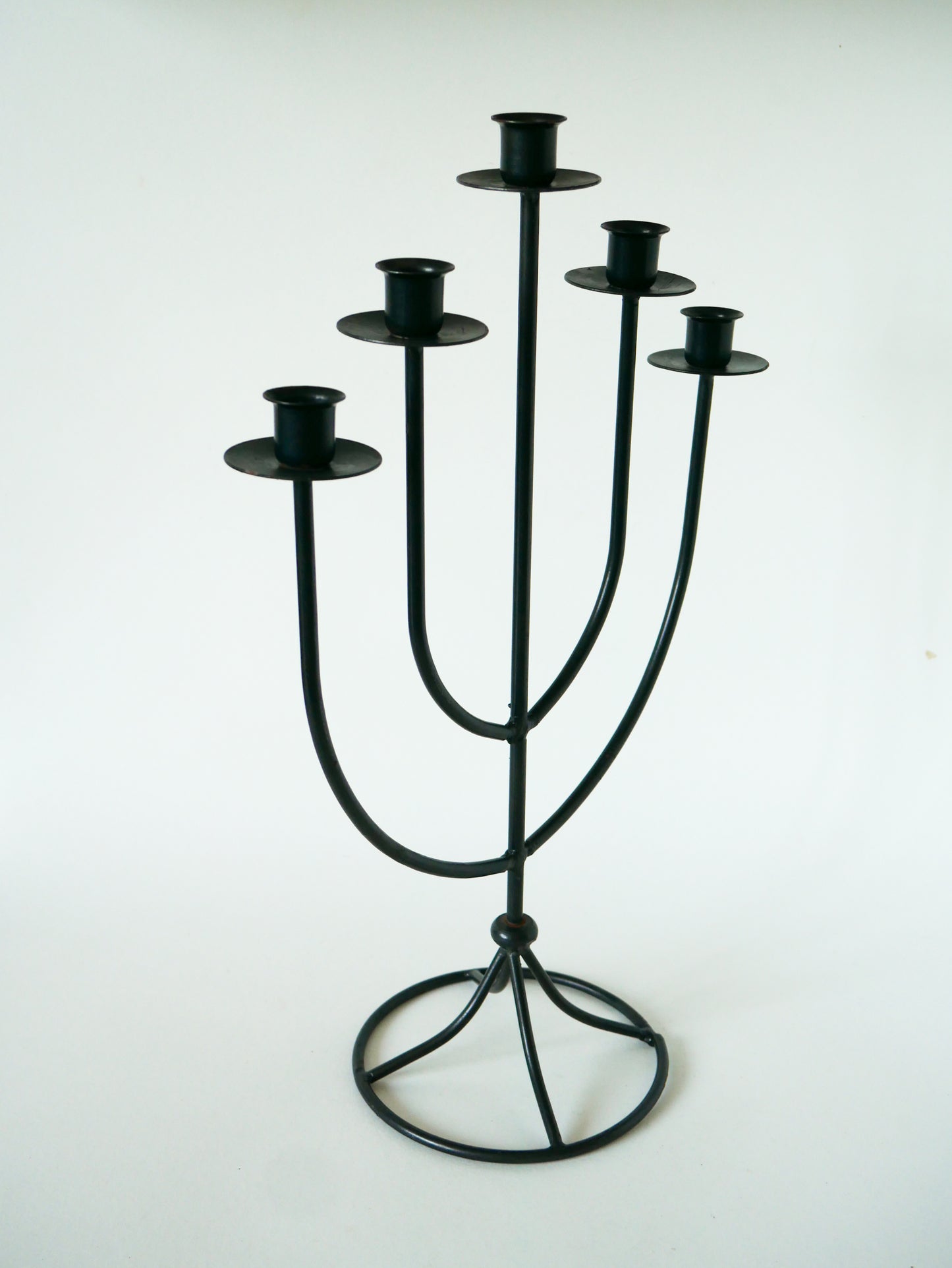Grand chandelier en fer Noir, Brutaliste, 1970