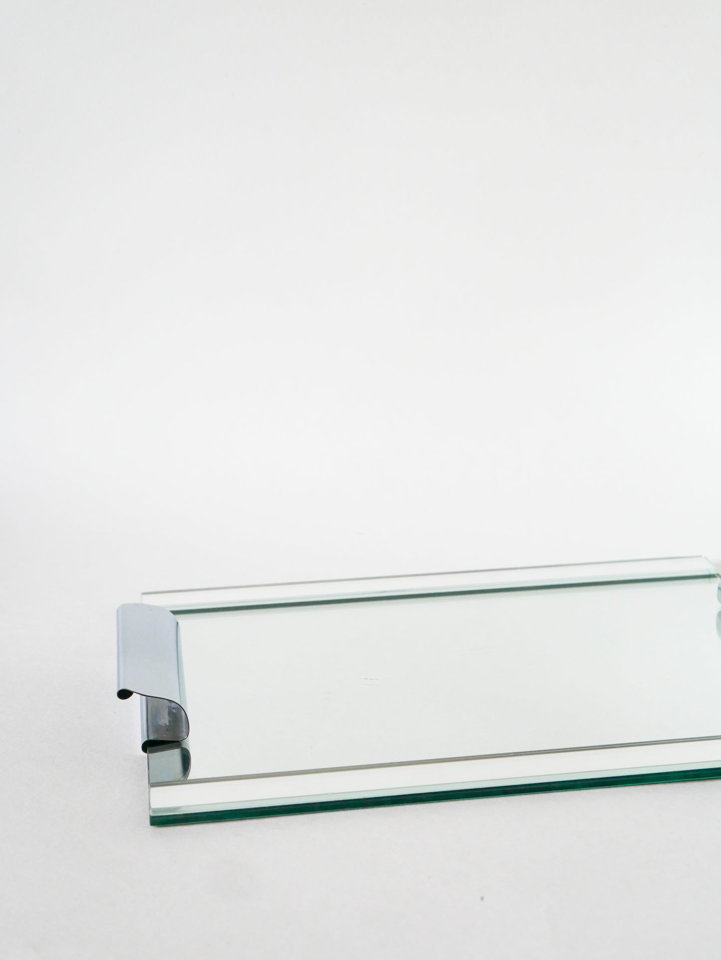 Plateau miroir rectangulaire en métal chromé, Design, 1960