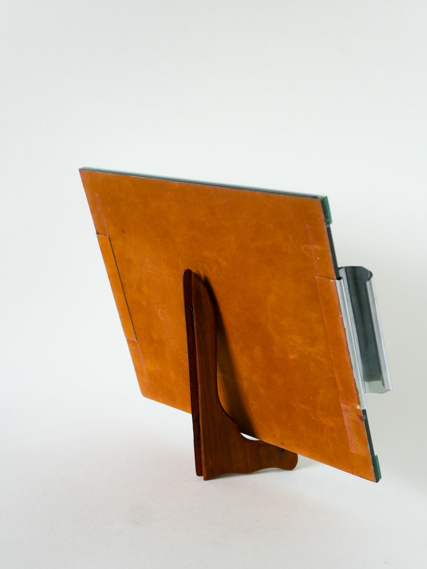 Plateau miroir rectangulaire en métal chromé, Design, 1960
