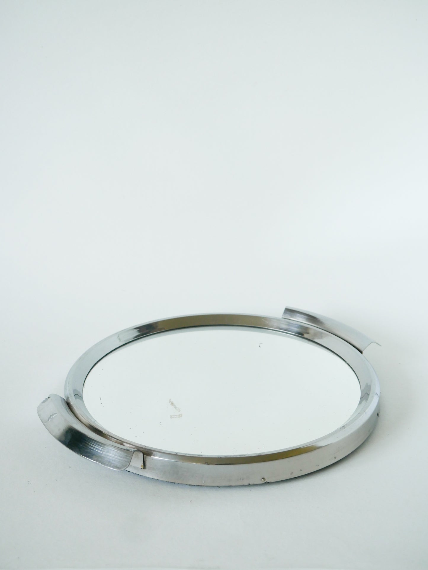 Plateau rond miroir en chrome, Art Déco, 1930 - 25 cm