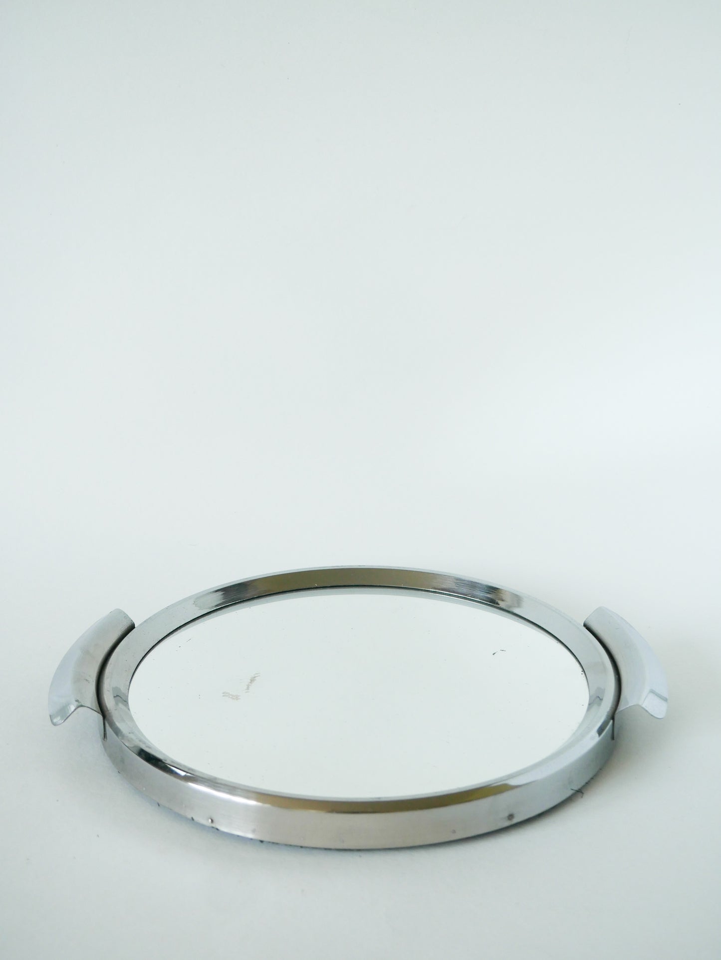 Plateau rond miroir en chrome, Art Déco, 1930 - 25 cm