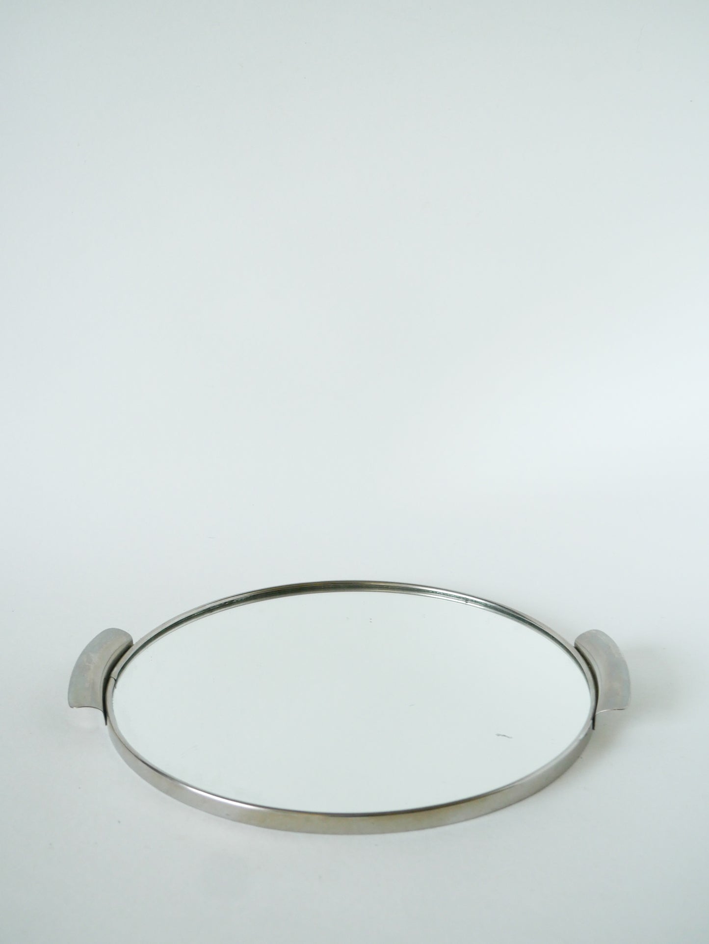Plateau rond miroir en chrome, Art Déco, 1930 - 27 cm