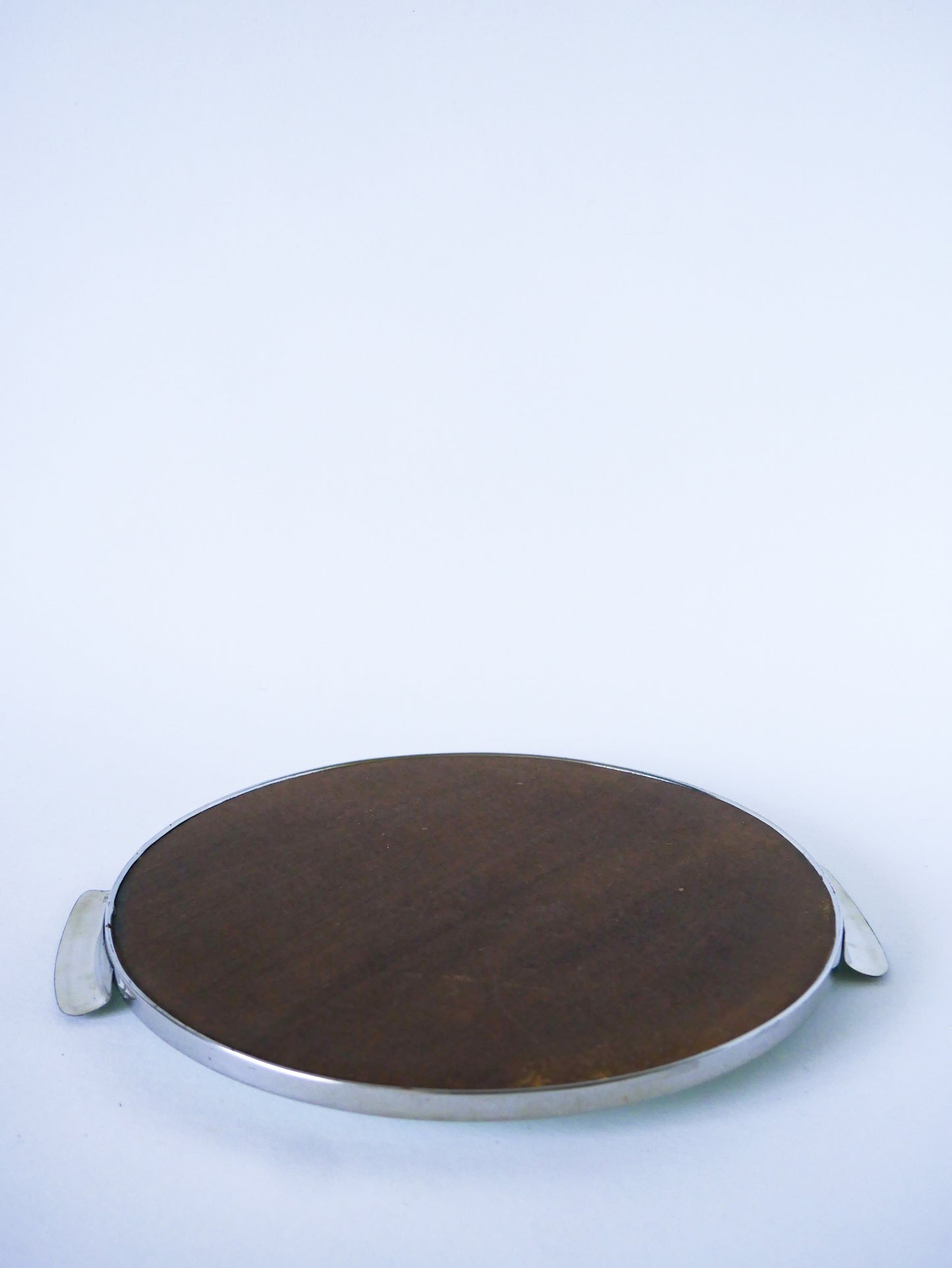 Plateau rond miroir en chrome, Art Déco, 1930 - 27 cm