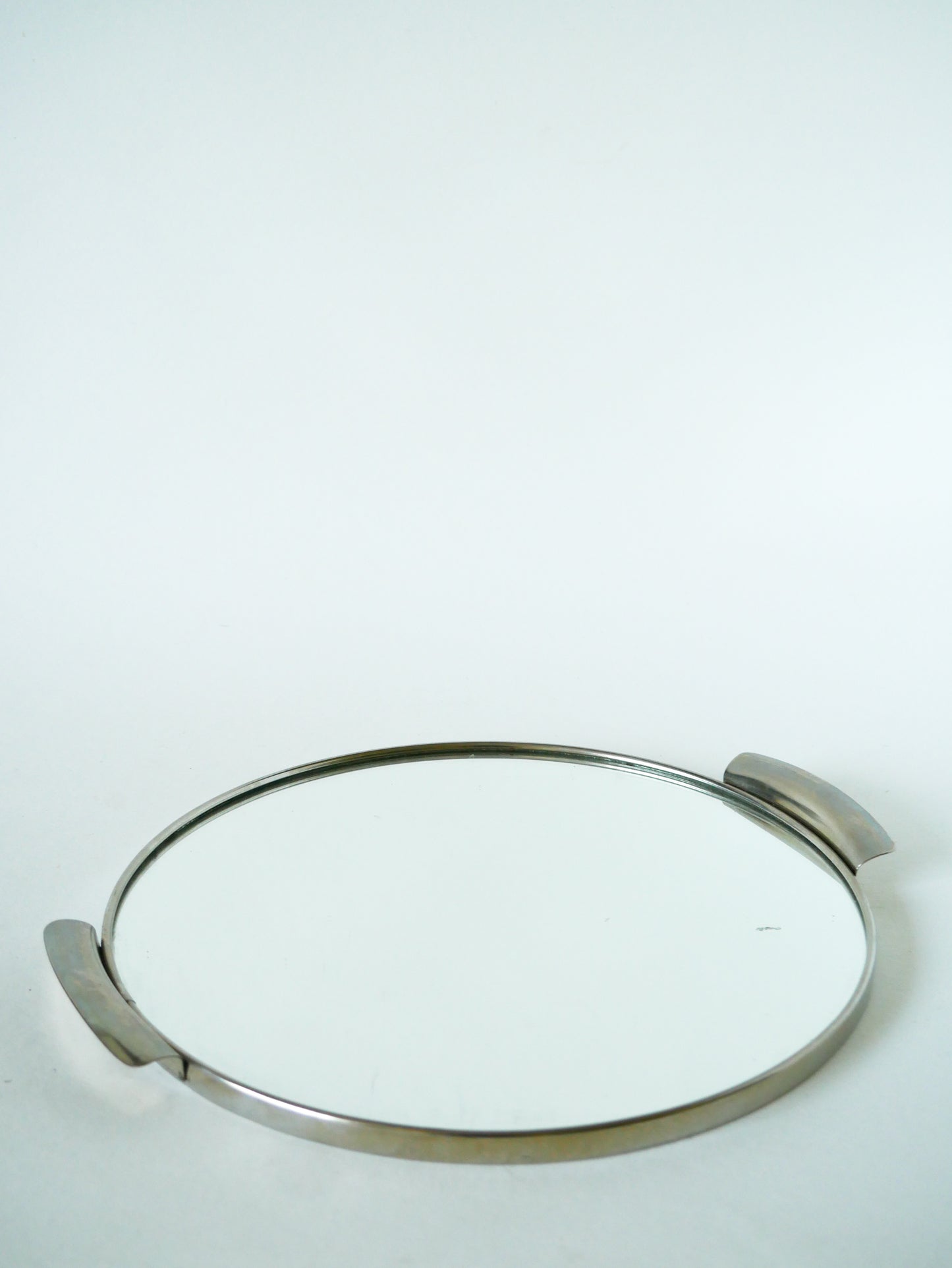 Plateau rond miroir en chrome, Art Déco, 1930 - 30 cm