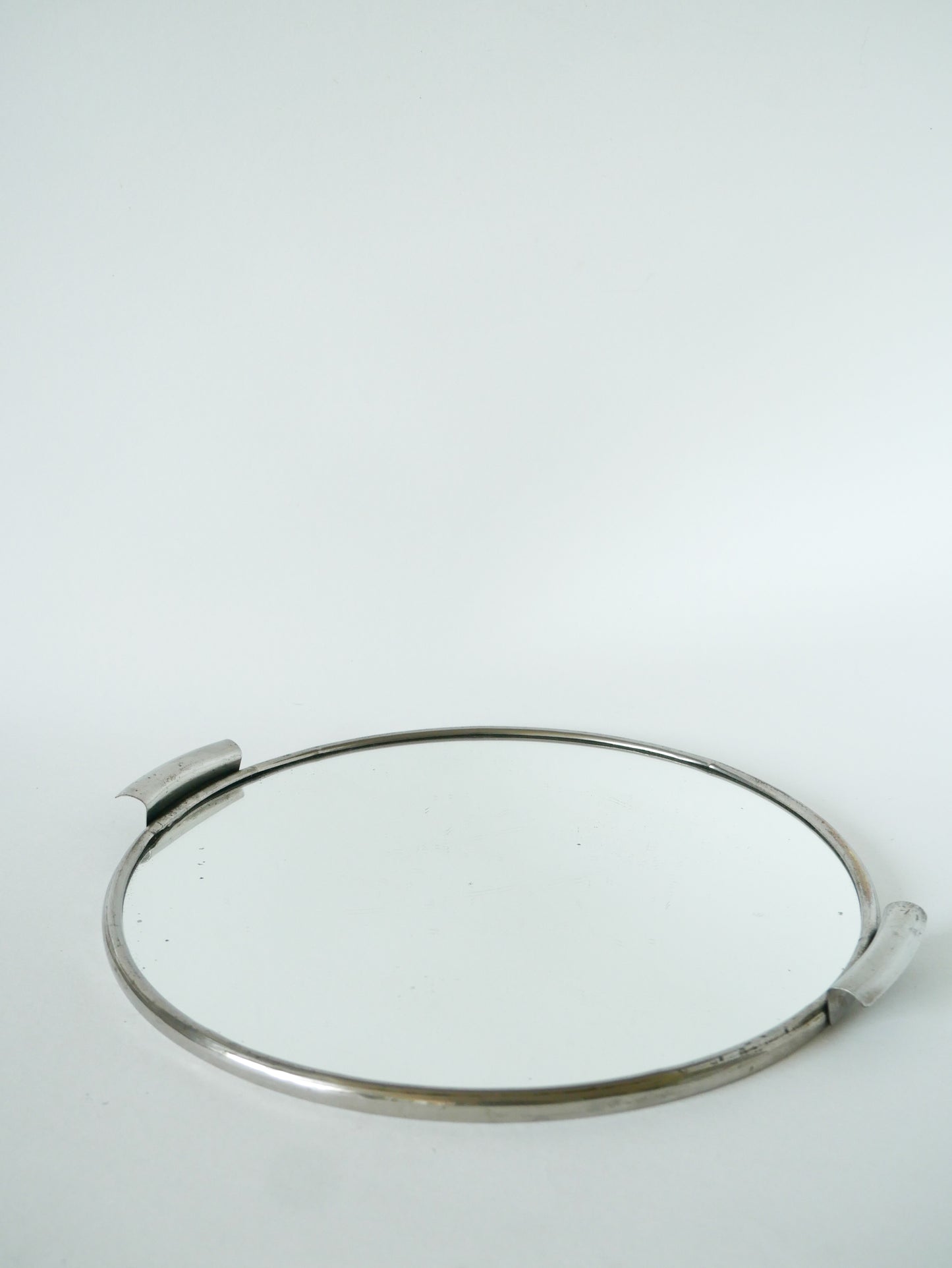 Plateau rond miroir en chrome, Art Déco, 1930 - 30 cm