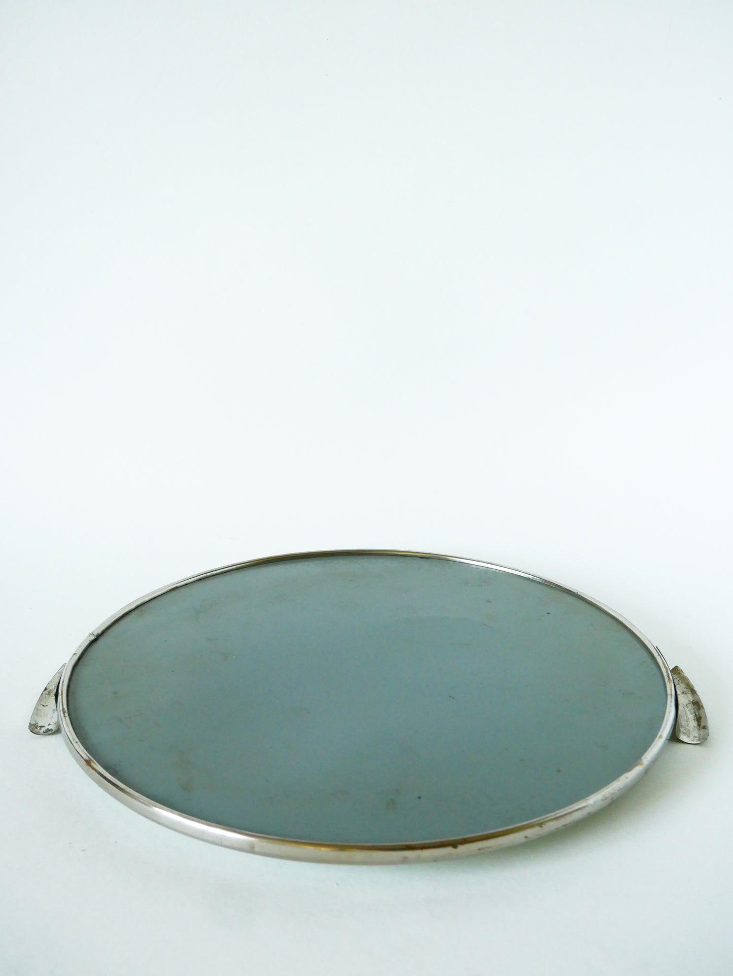 Plateau rond miroir en chrome, Art Déco, 1930 - 30 cm