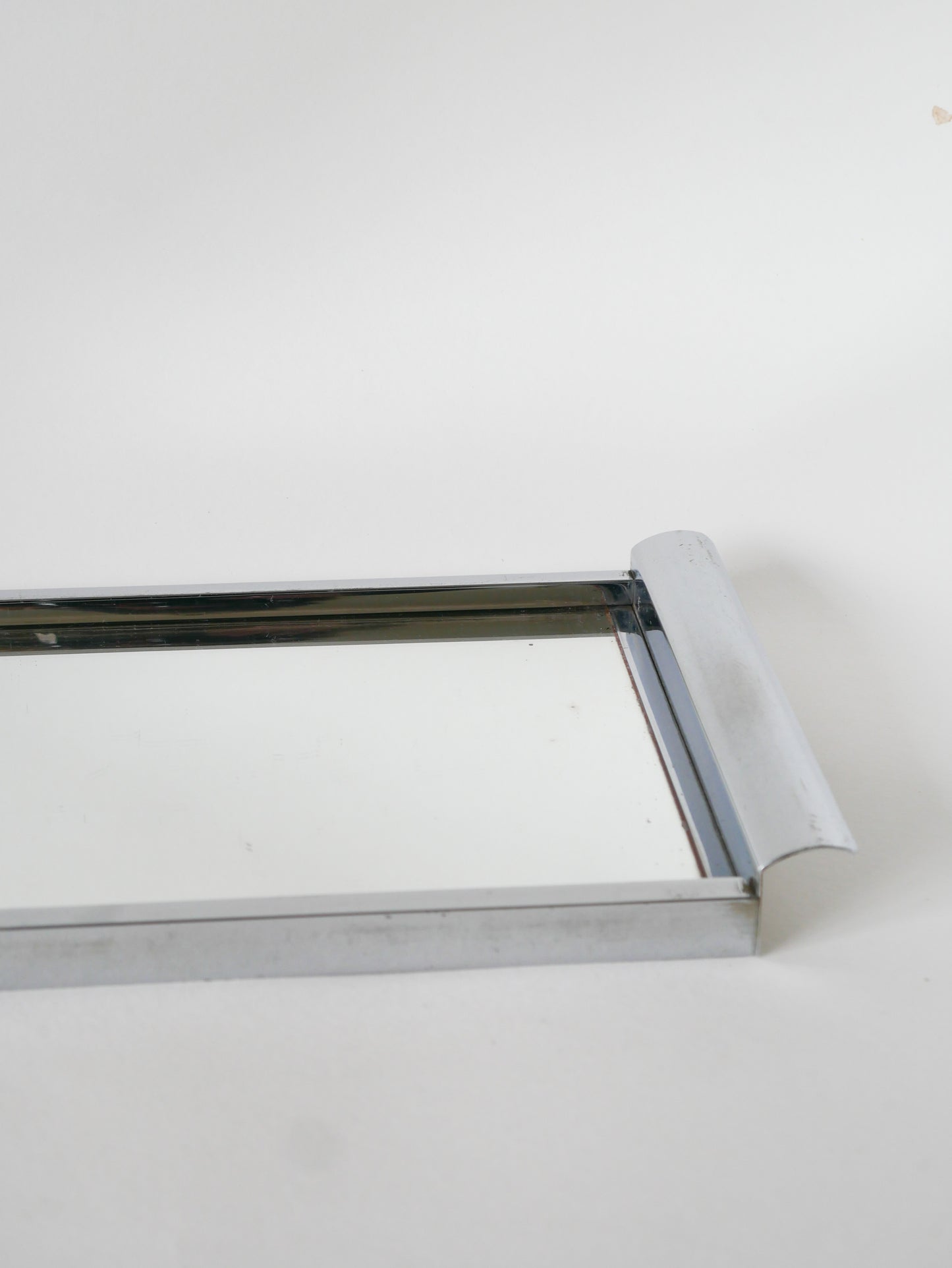 Plateau miroir rectangulaire en inox, 1950 - 39 X 20 cm