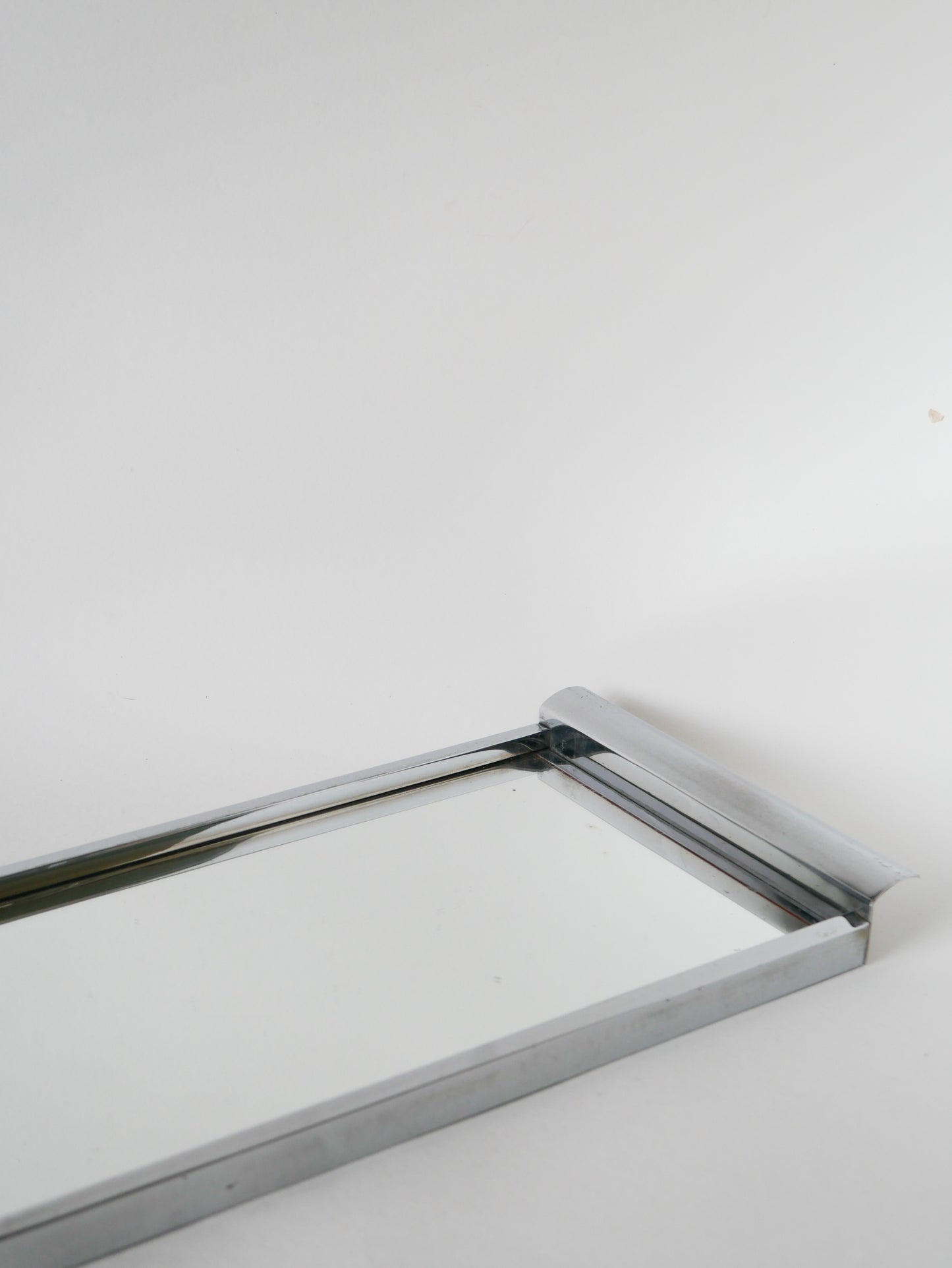 Plateau miroir rectangulaire en inox, 1950 - 39 X 20 cm