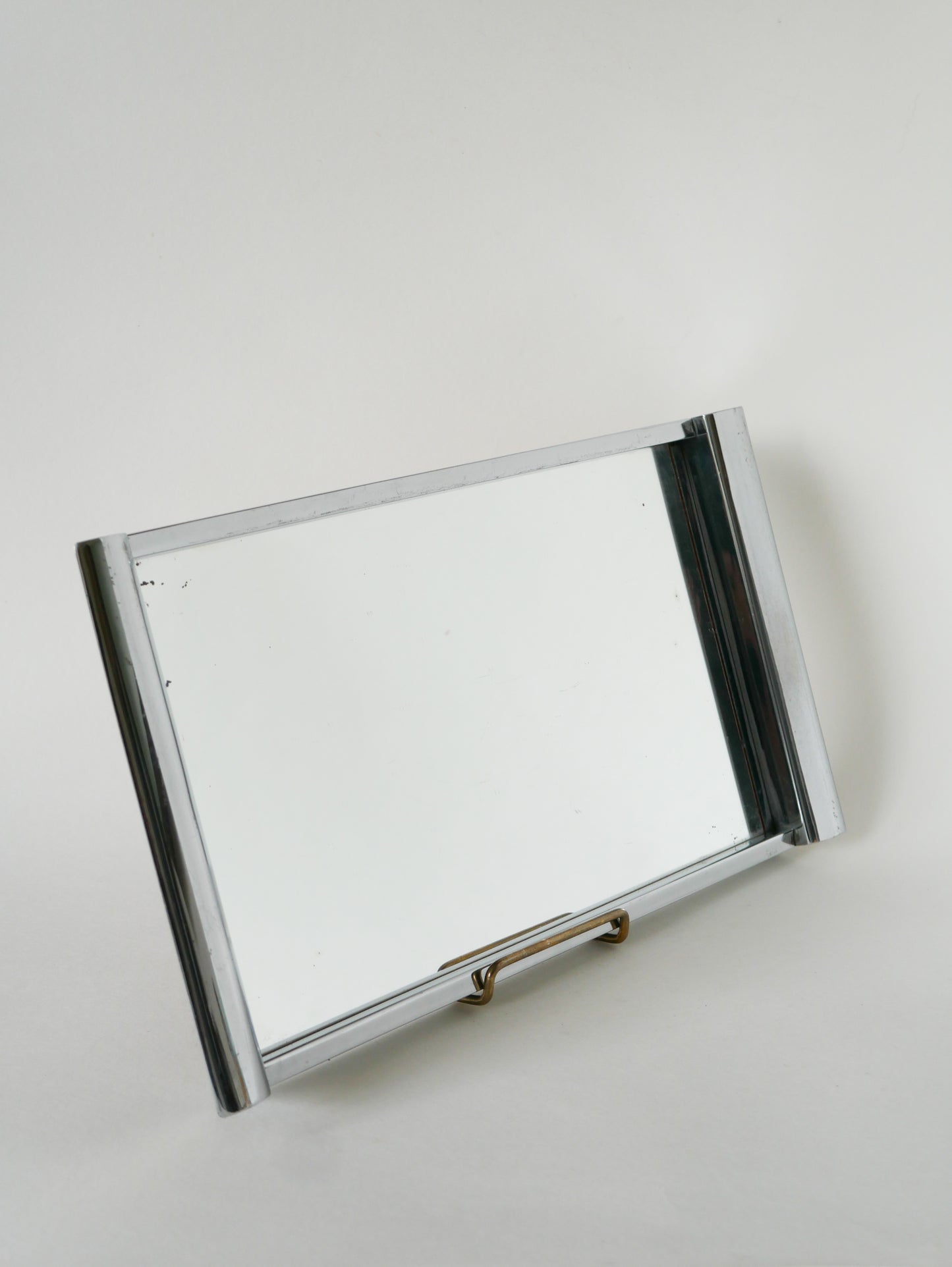 Plateau miroir rectangulaire en inox, 1950 - 39 X 20 cm