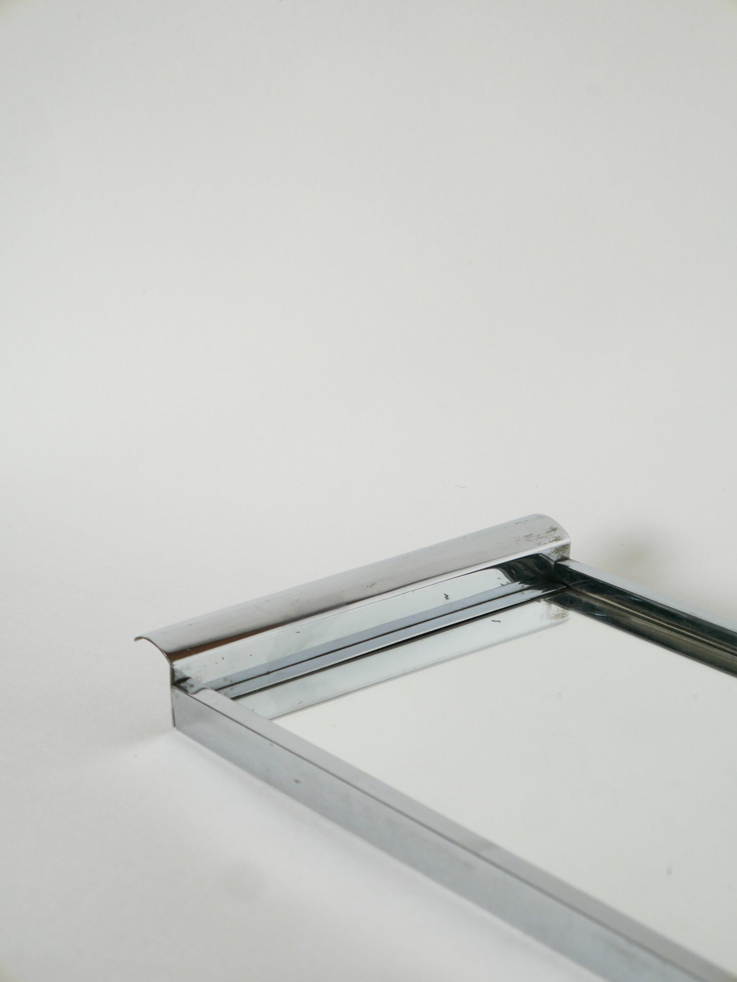 Plateau miroir rectangulaire en inox, 1950 - 39 X 20 cm