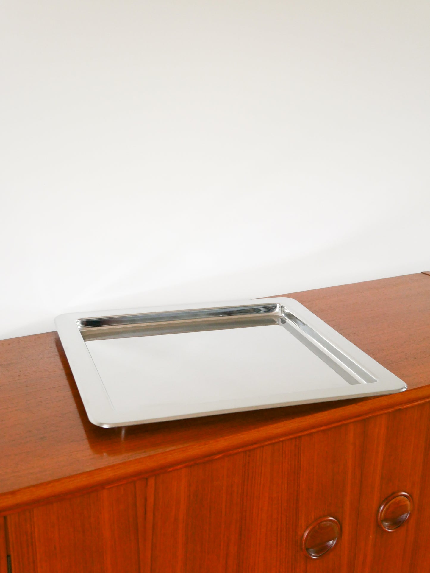 Plateau en inox carré, Design, 1970