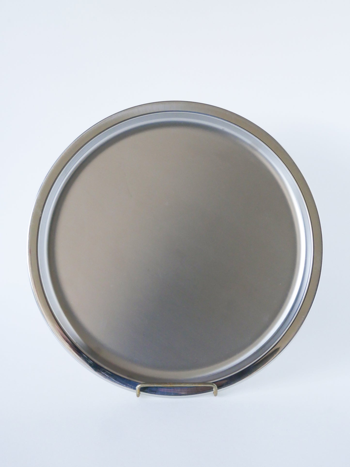 Grand plateau rond en inox, Guy Degrenne, 1970