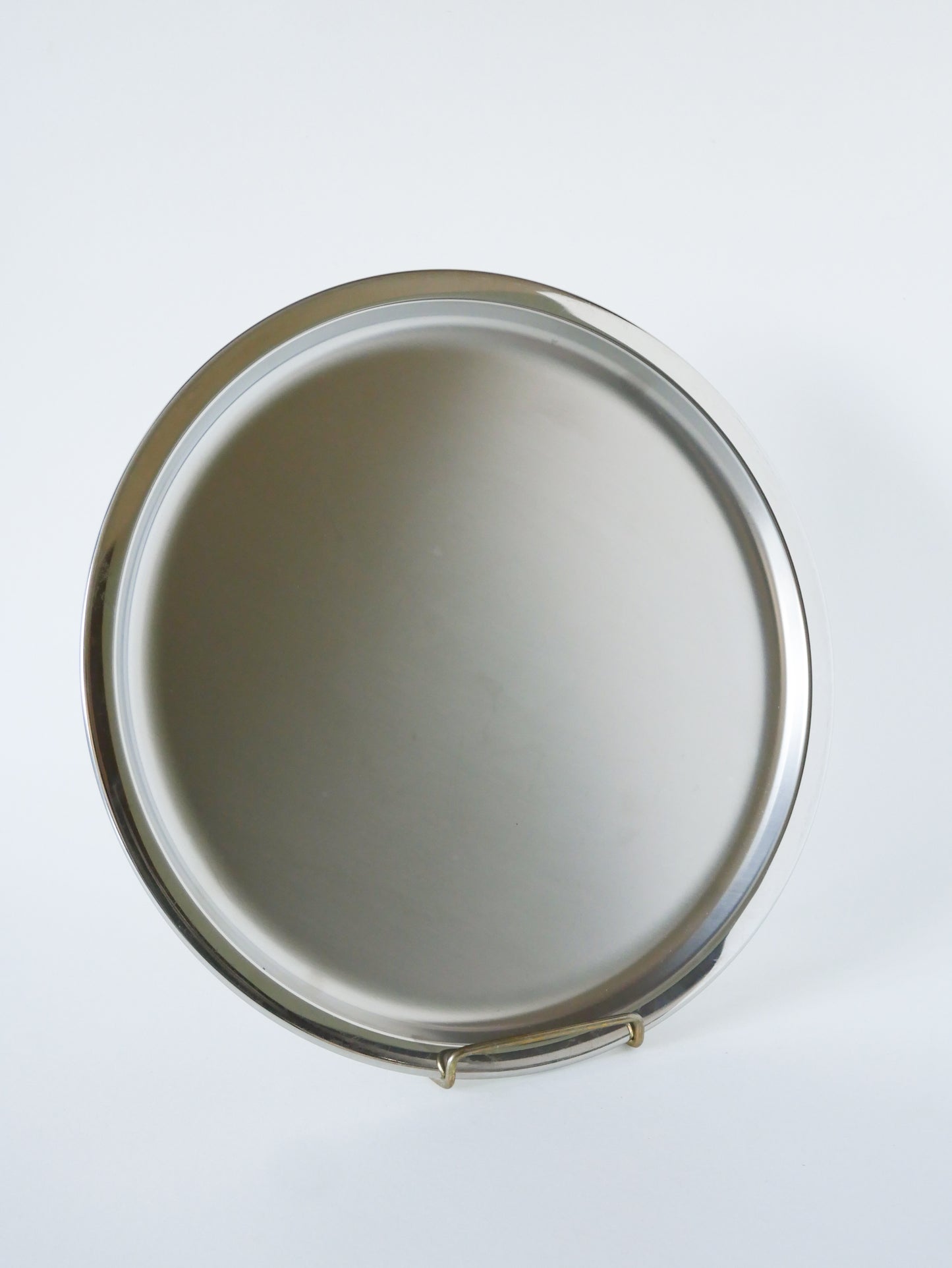 Grand plateau rond en inox, Guy Degrenne, 1970