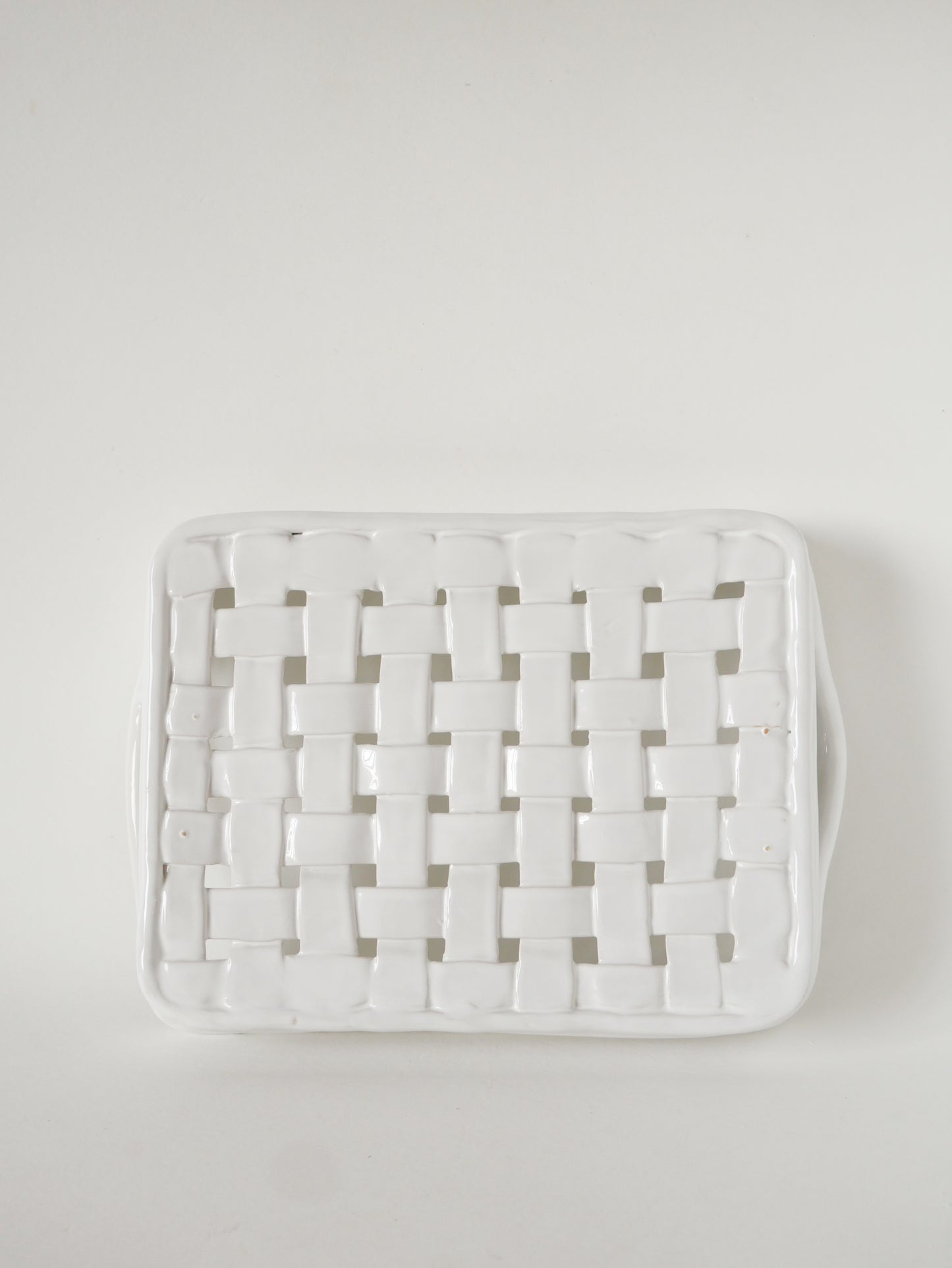 Plateau en céramique tressée, Blanc, 1970