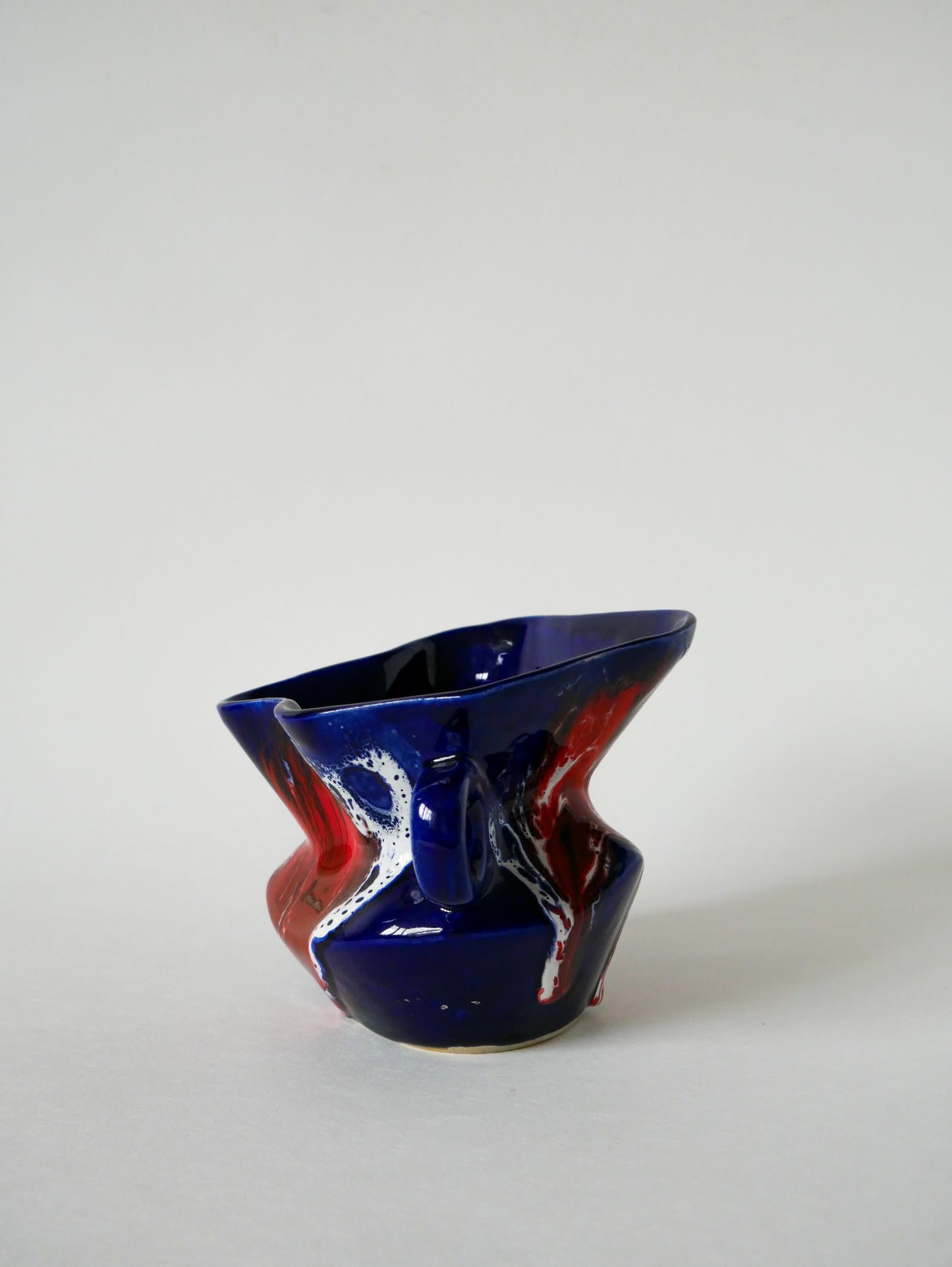 Vase en céramique / Fat Lava rouge, bleu et blanc, 1970