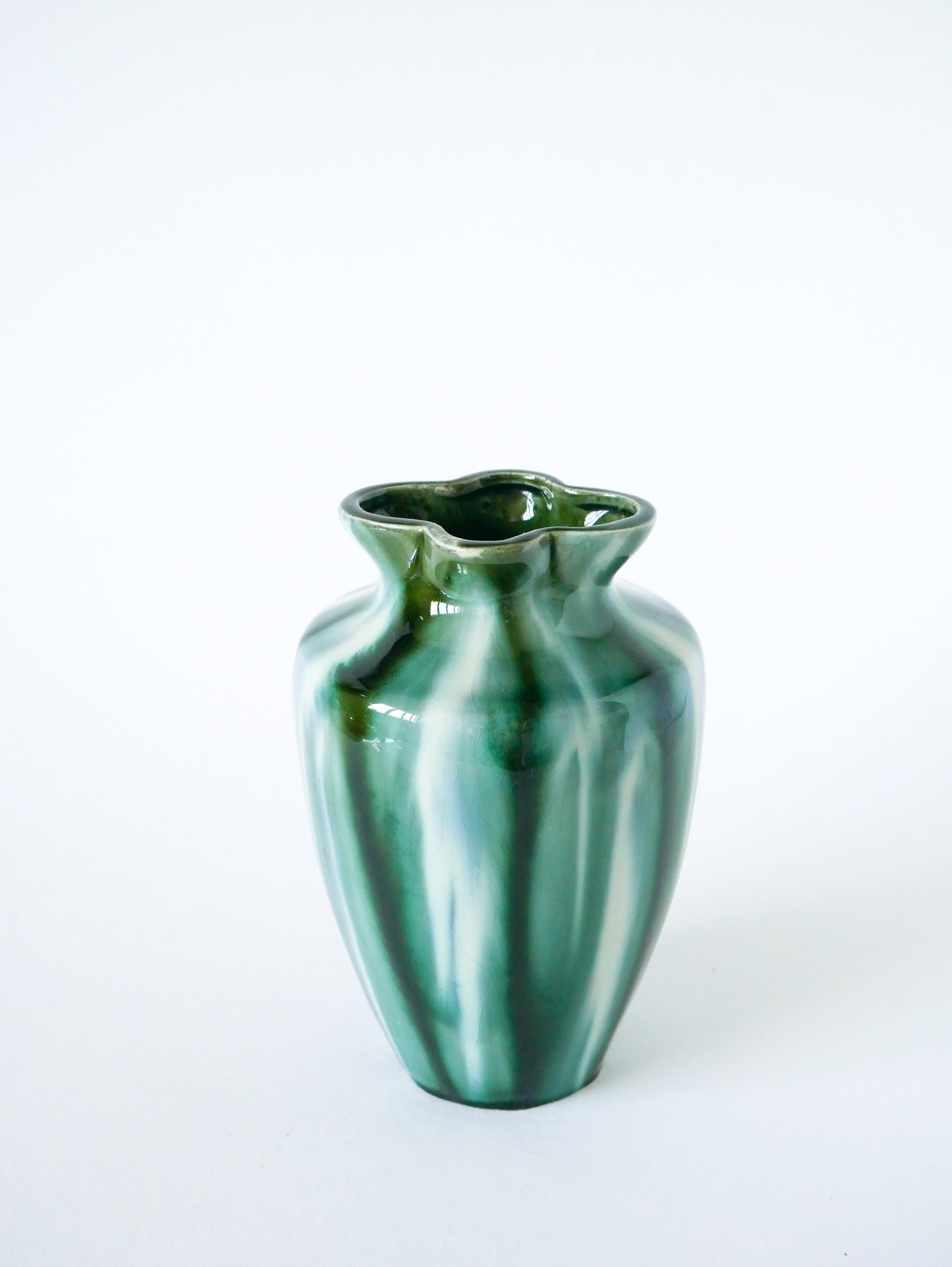 Vase en céramique vernissée, encolure Fleur, Design, 1970