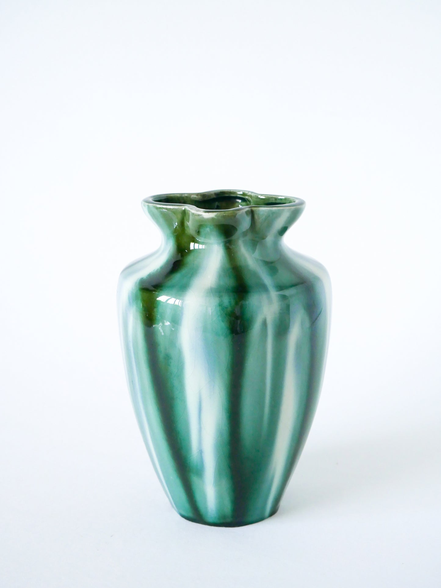 Vase en céramique vernissée, encolure Fleur, Design, 1970
