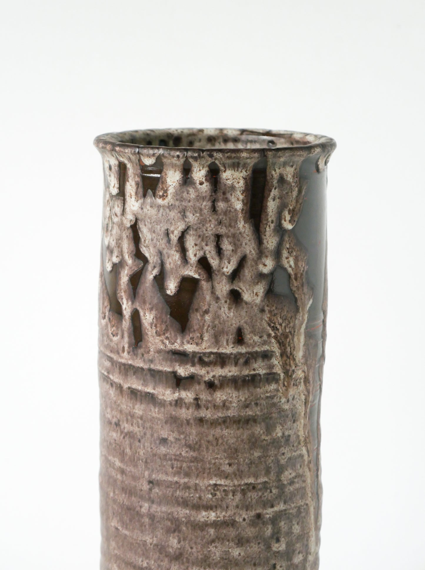 Grand vase en céramique, Fat Lava, Marron & Blanc