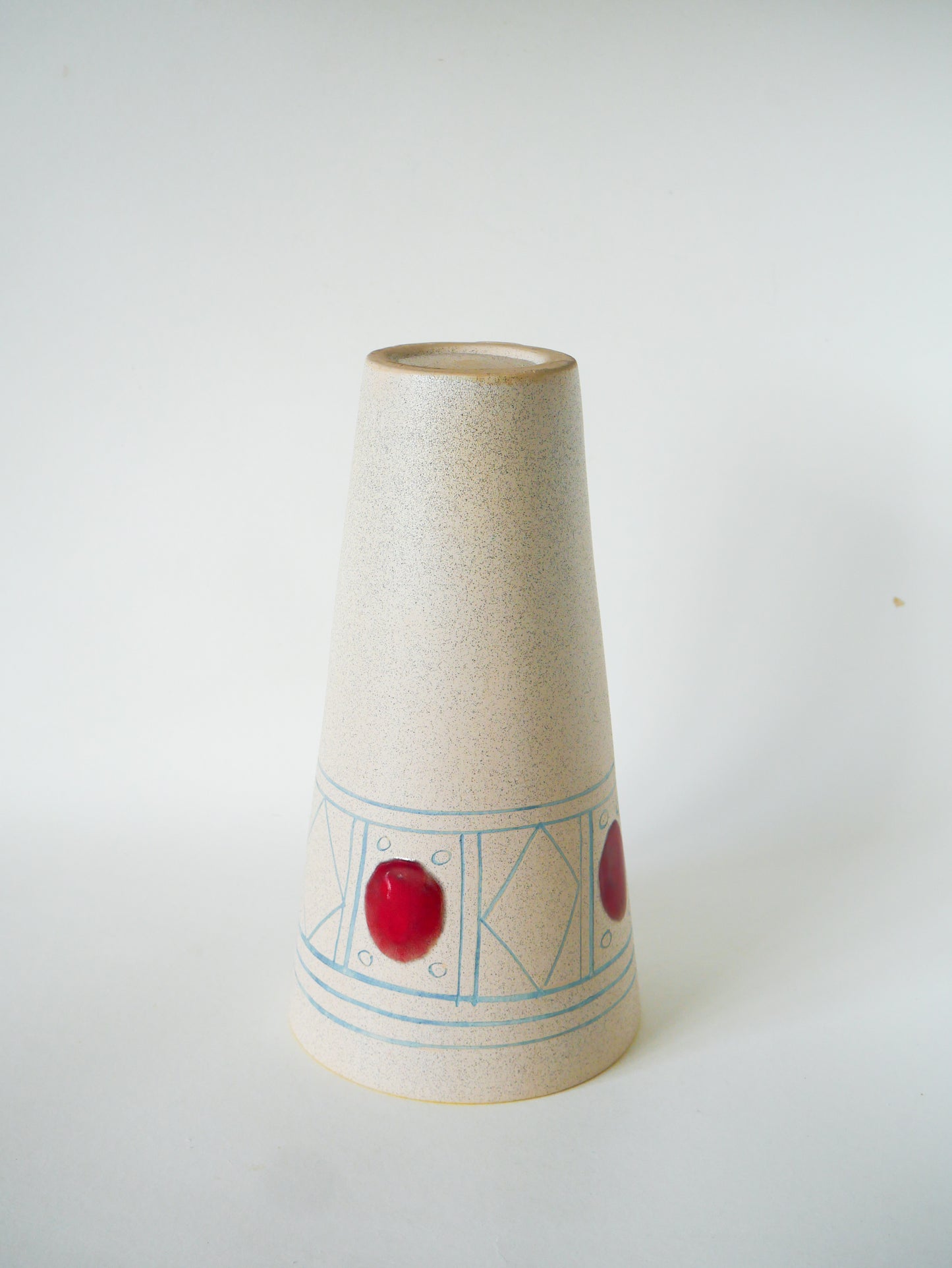 Très grand vase en céramique, Made in Germany, Beige, Jaune, Bleu & Rouge, 1960