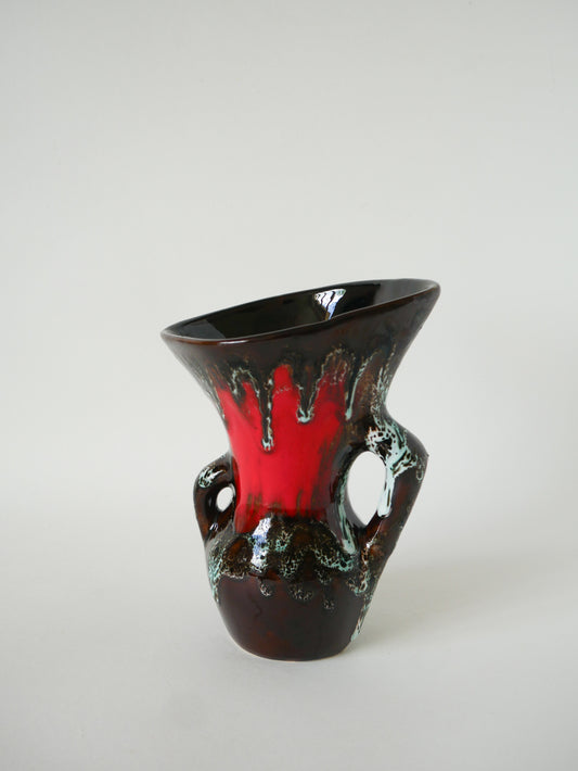 Vase en céramique, Marron & Rouge, 1970