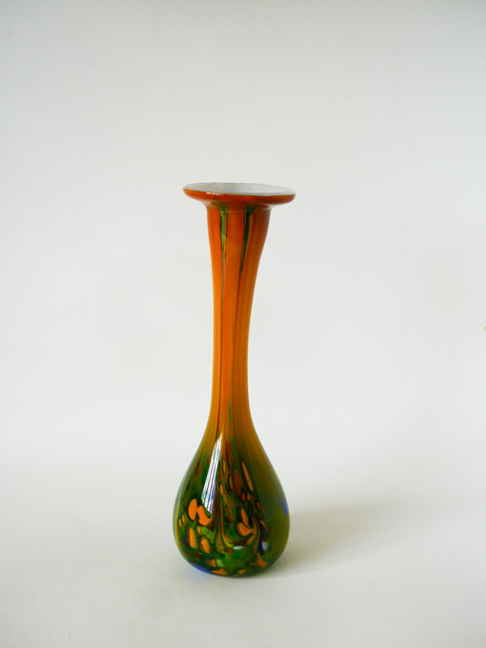 Grand vase en verre de Clichy, Vert & Jaune, 1970