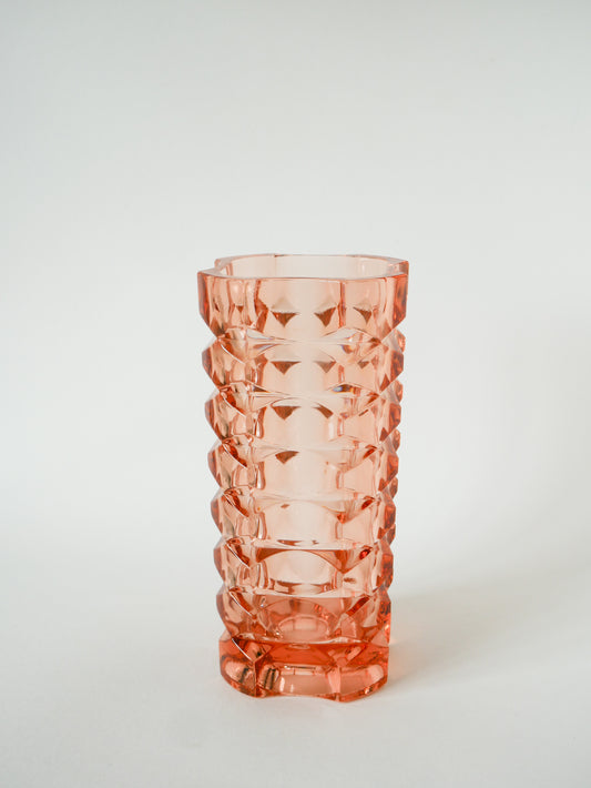 Grand vase en verre moulé, Rose, 1970