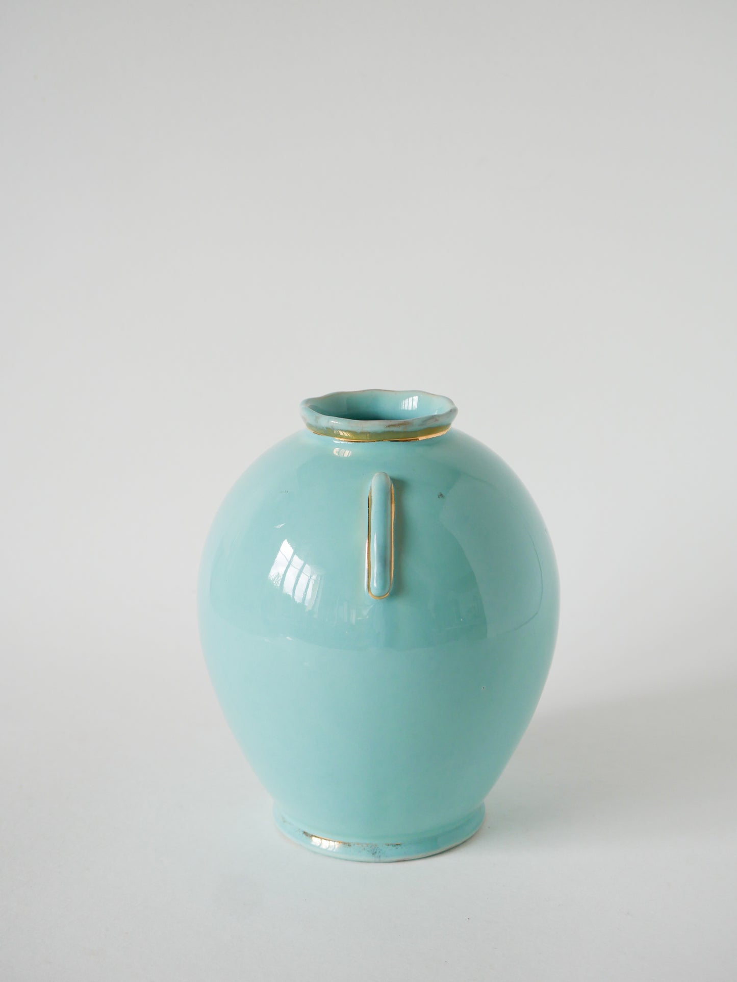 Vase boule en céramique, Bleu & Doré, Art Déco, 1930