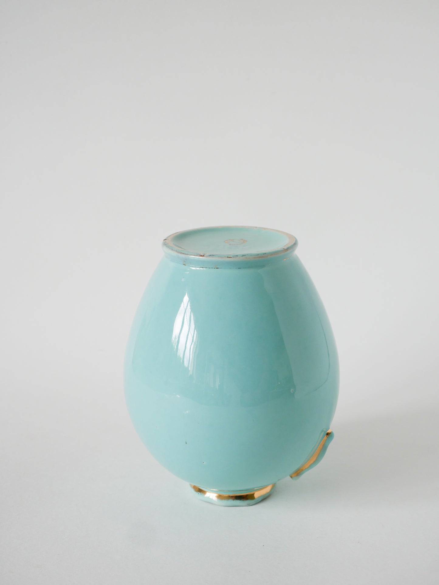 Vase boule en céramique, Bleu & Doré, Art Déco, 1930