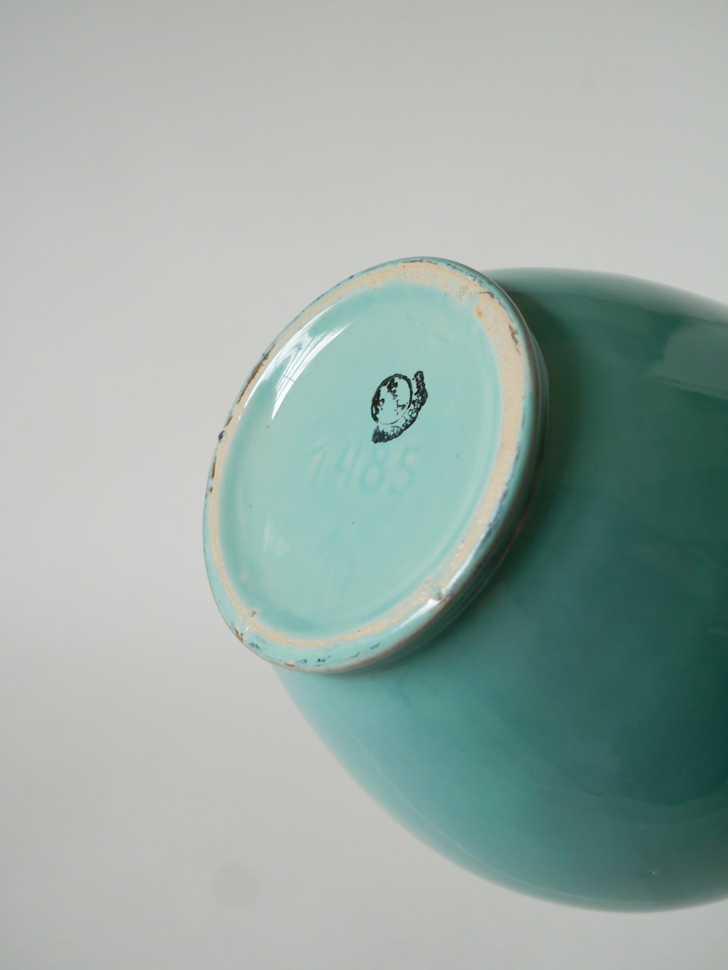 Vase boule en céramique, Bleu & Doré, Art Déco, 1930
