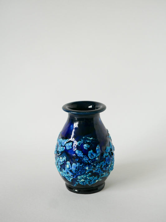 Vase boule en céramique, Fat Lava, Bleu, 1970