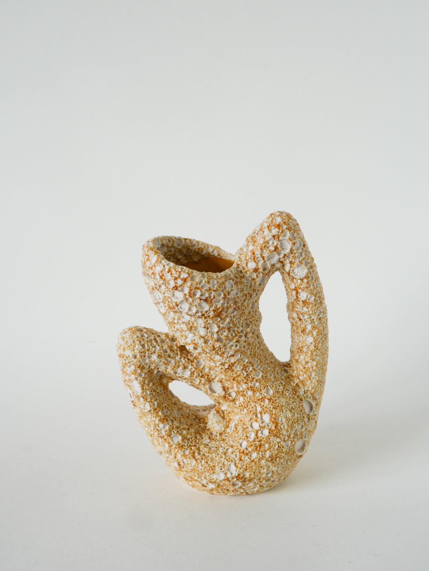 Petit vase en céramique forme organique, Fat Lava, Jaune & Orange, 1970