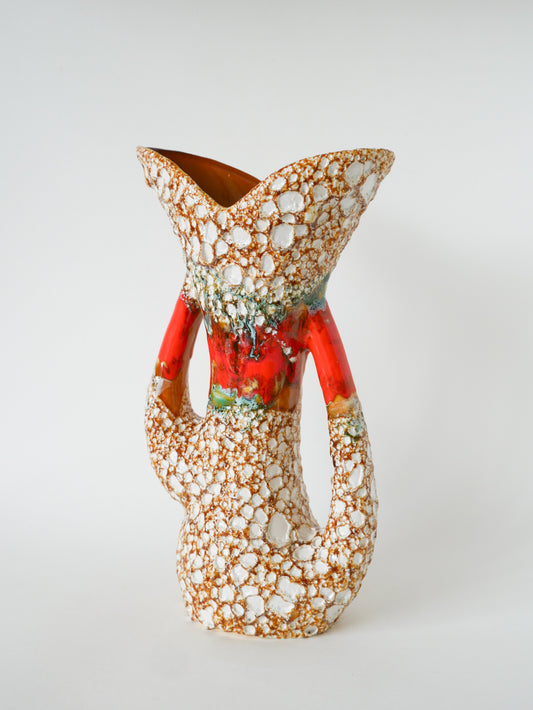 Très grand vase en céramique forme organique, Fat Lava, Moutarde & Orange, 1970