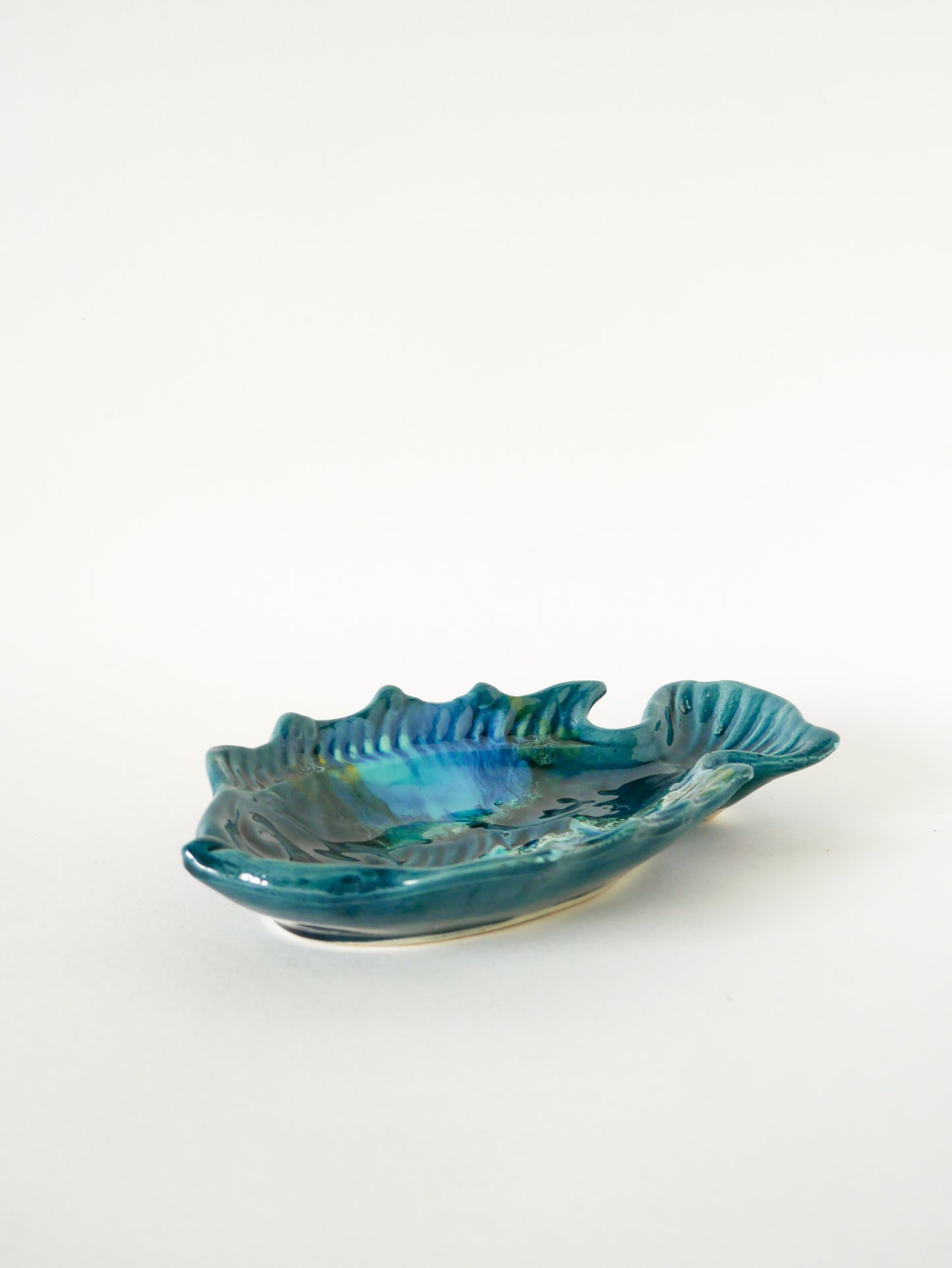 Vide-poche poisson en céramique, Bleu, Vallauris, 1970