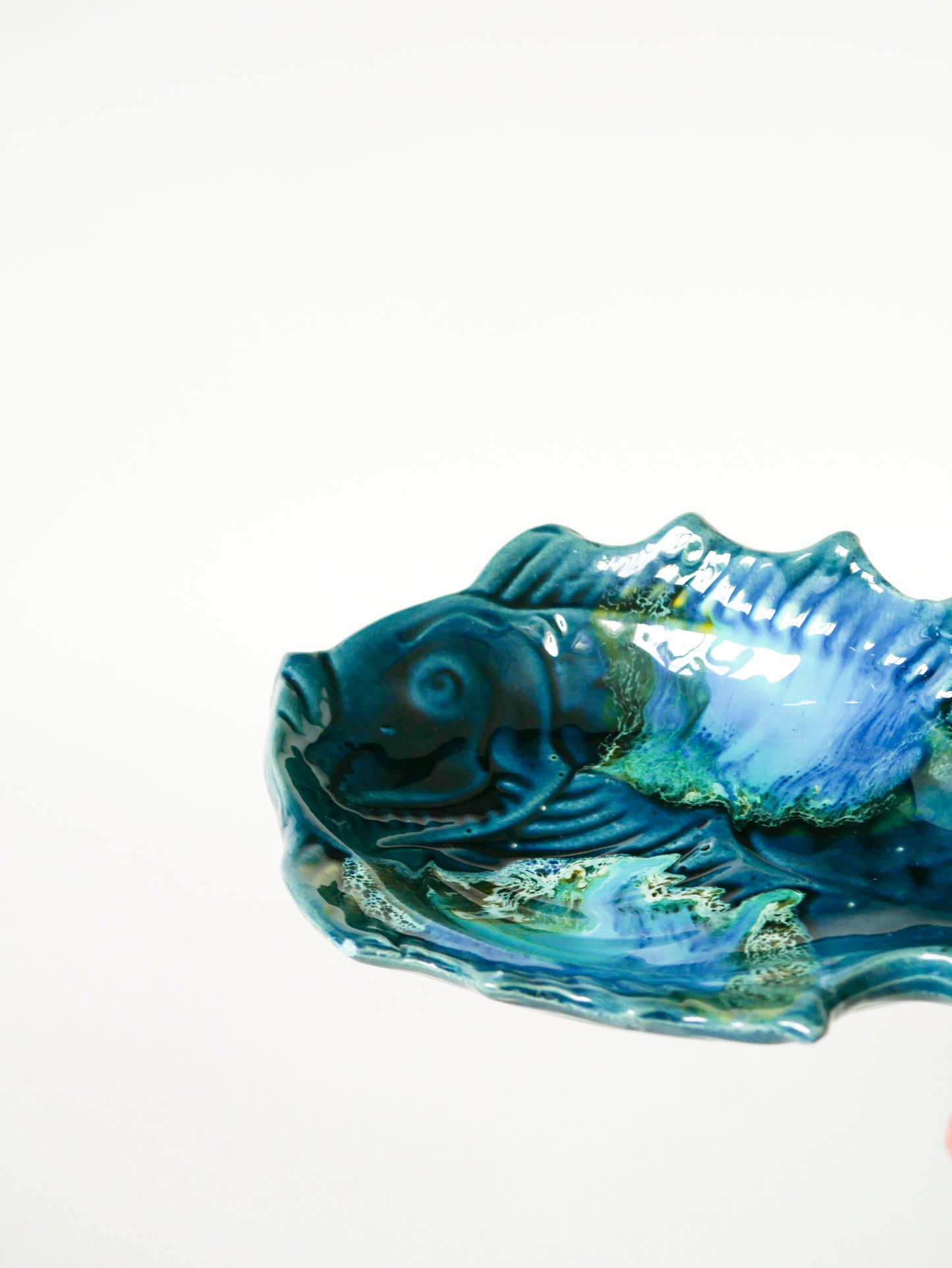 Vide-poche poisson en céramique, Bleu, Vallauris, 1970