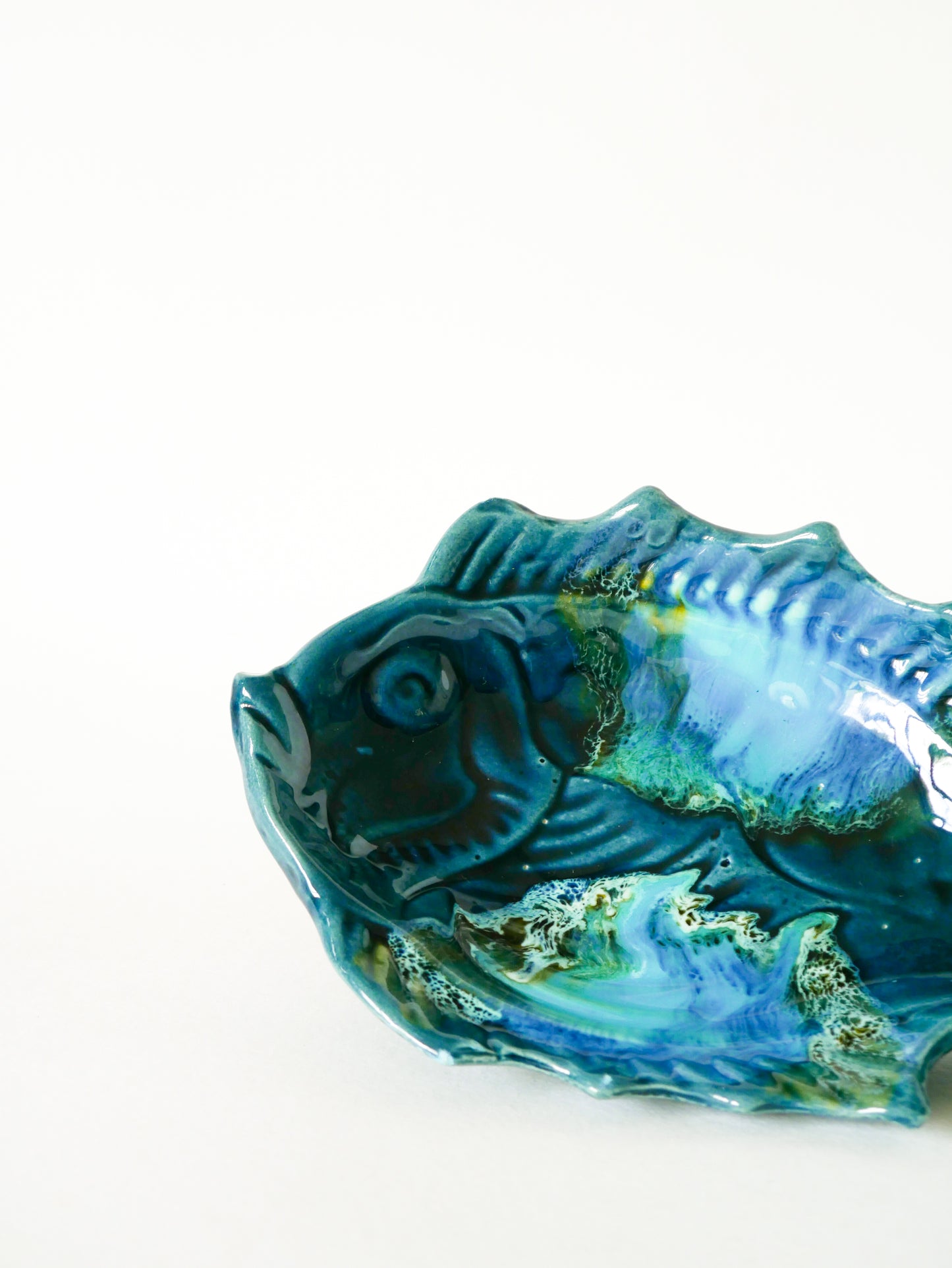Vide-poche poisson en céramique, Bleu, Vallauris, 1970