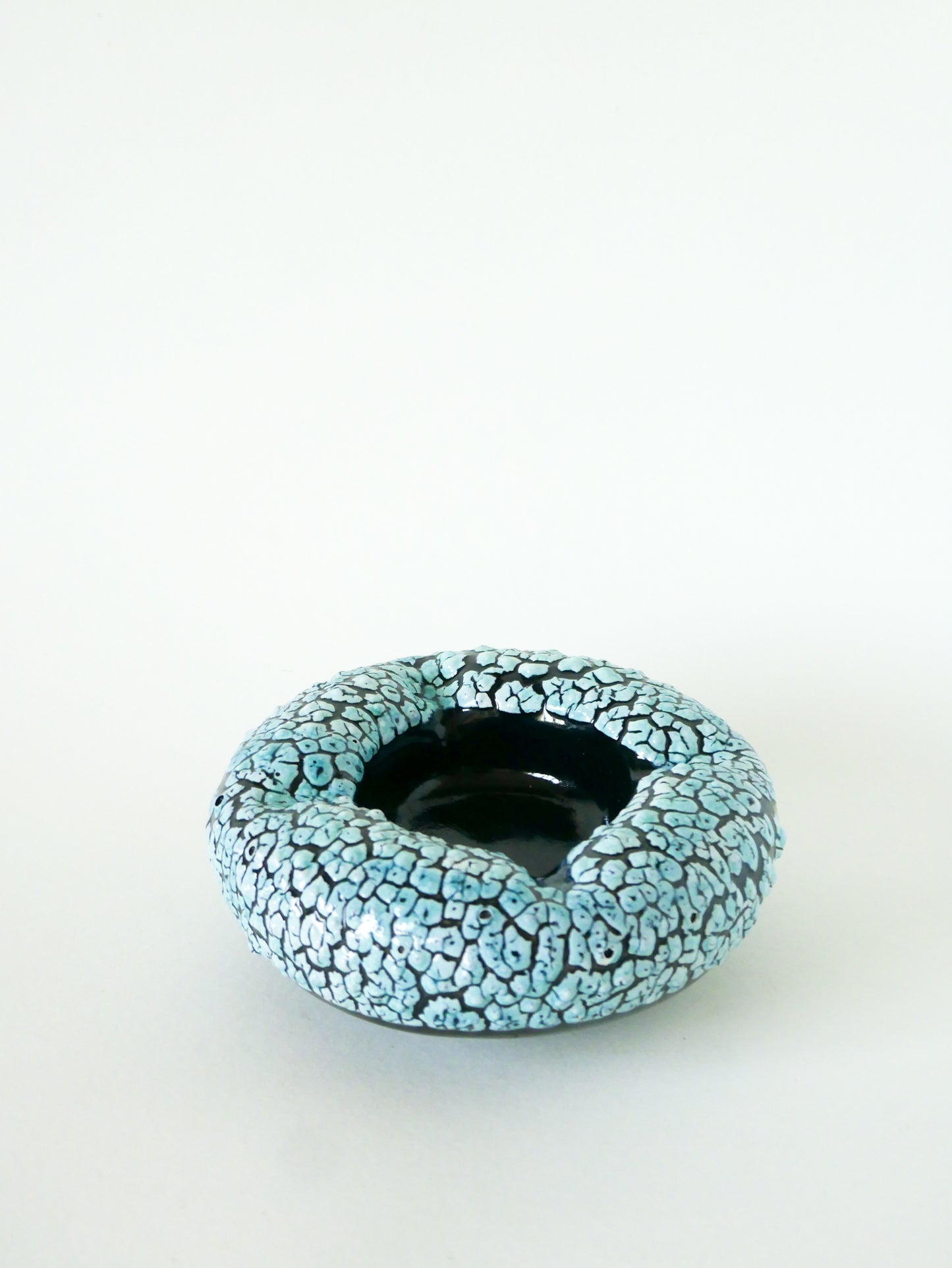 Grand vide-poche en céramique et Fat Lava, Bleu et Blanc, 1970