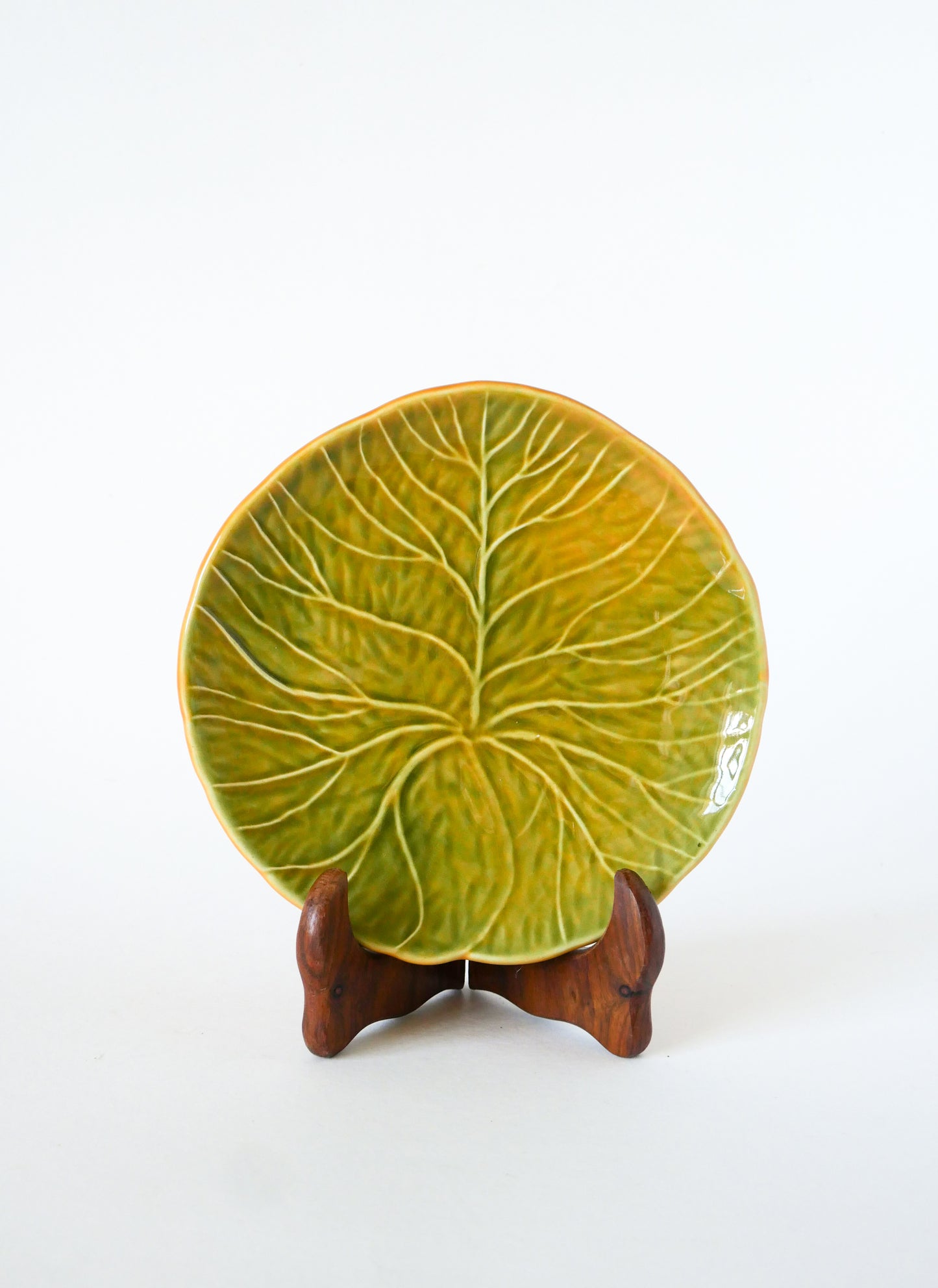 Vide-poche en barbotine, modèle Feuille, Vert Clair, Vintage