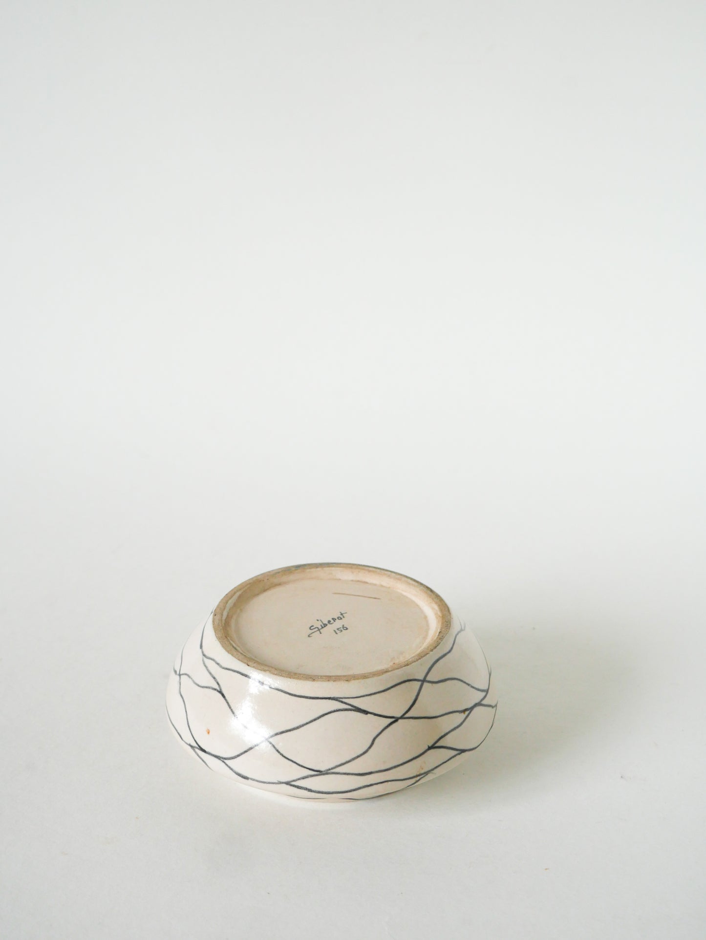 Cendrier / vide-poche en céramique, à motifs abstraits, Jaune & Crème, 1960