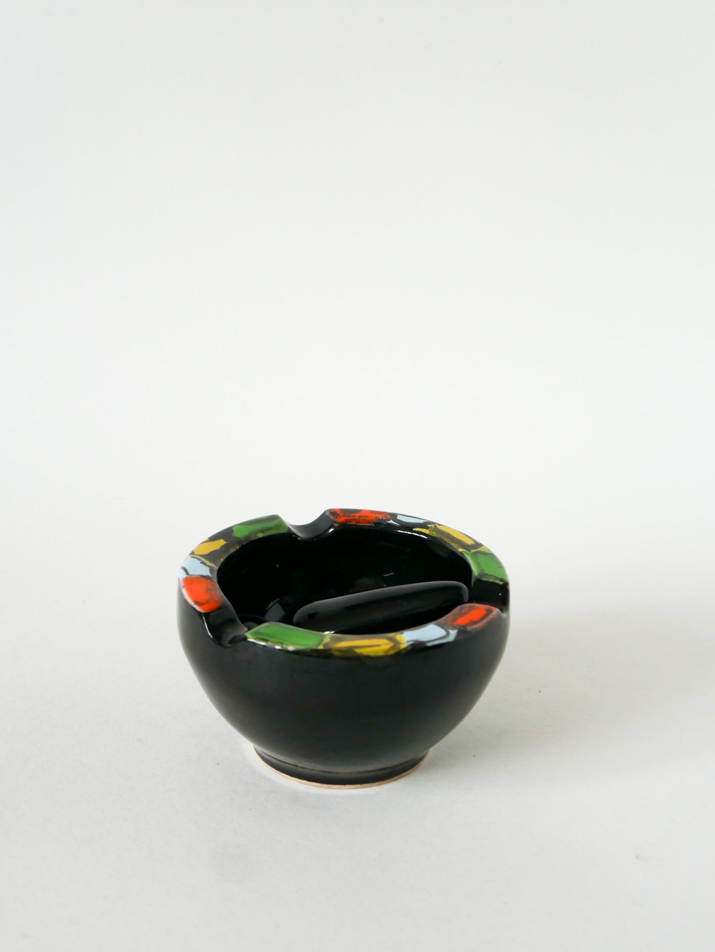 Grand mortier en céramique, Noir & Multicolore, 1960