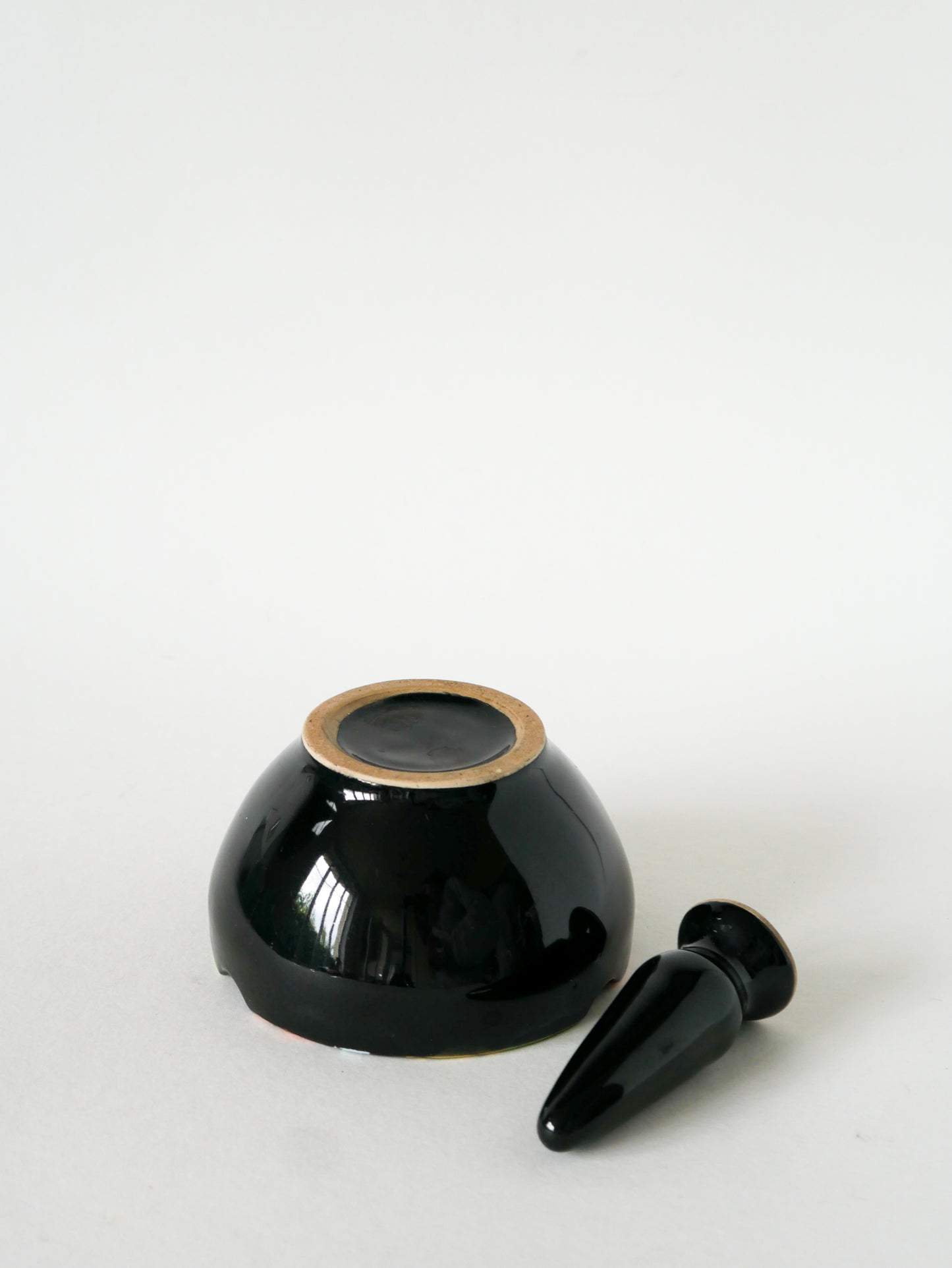 Grand mortier en céramique, Noir & Multicolore, 1960