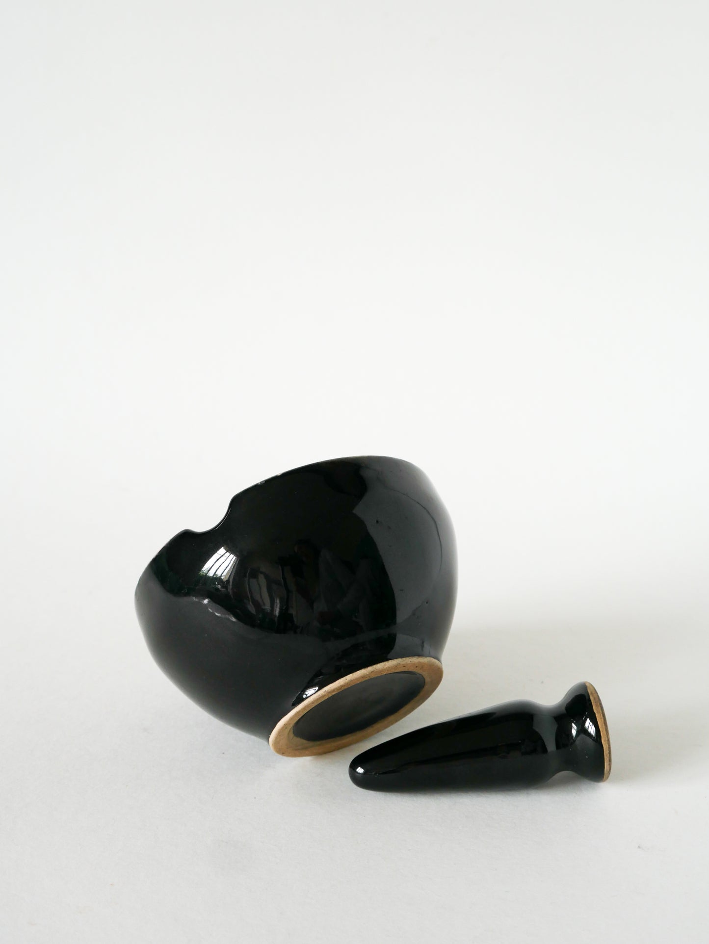 Grand mortier en céramique, Noir & Multicolore, 1960