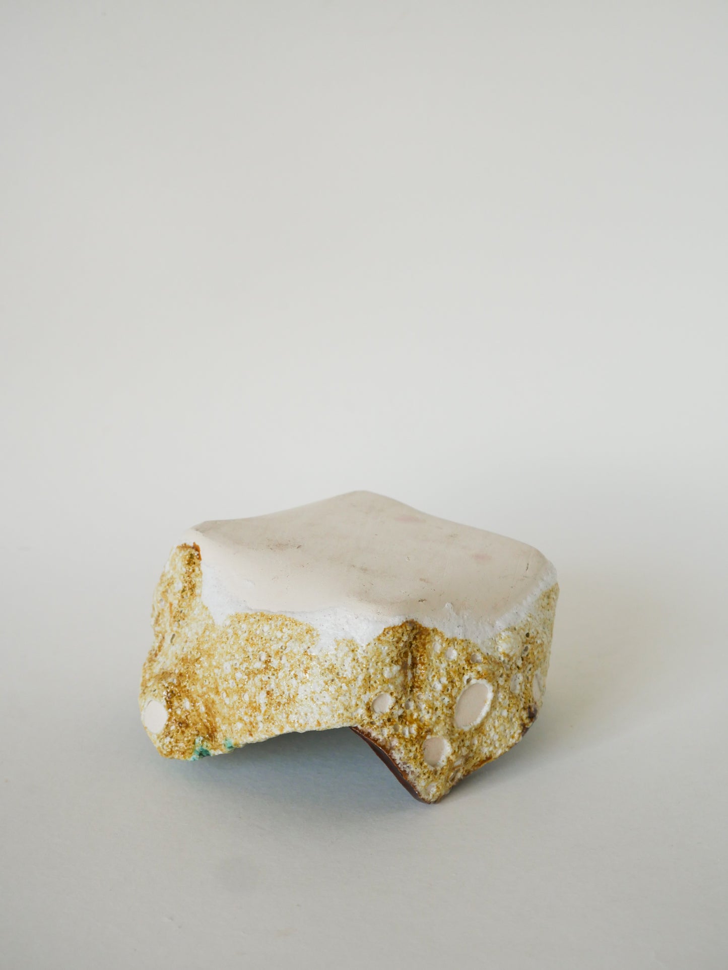 Vide-poche en Fat Lava, encolure Fleur, Jaune & Vert, 1970 - 15 X 7 cm
