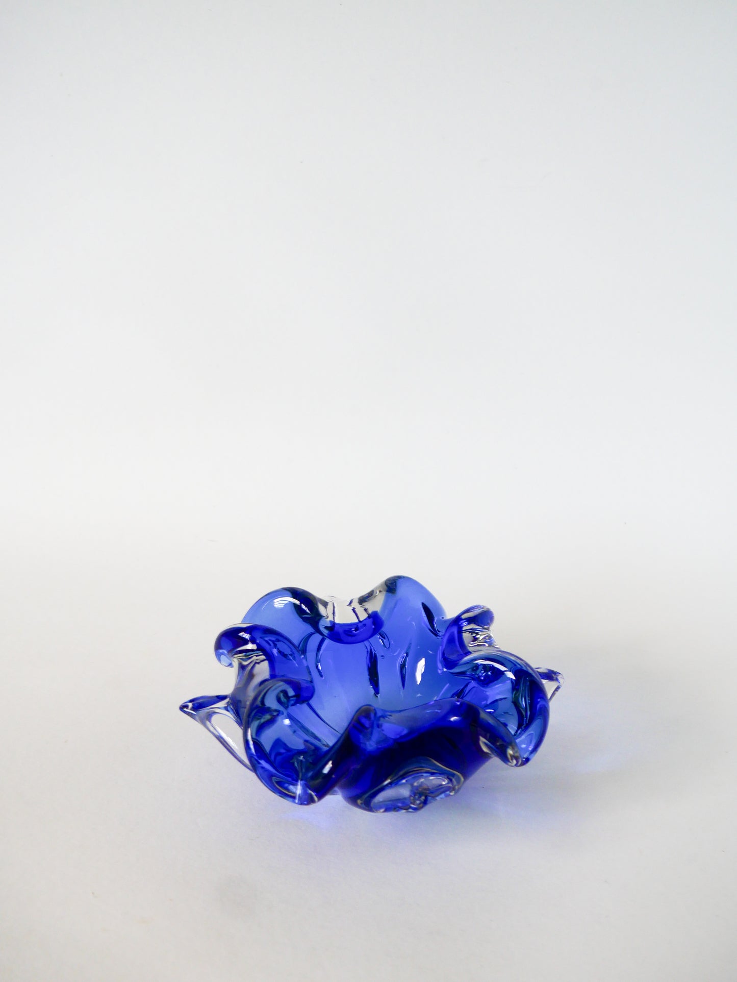 Vide-poche en verre de Murano, Bleu Roi, 1980