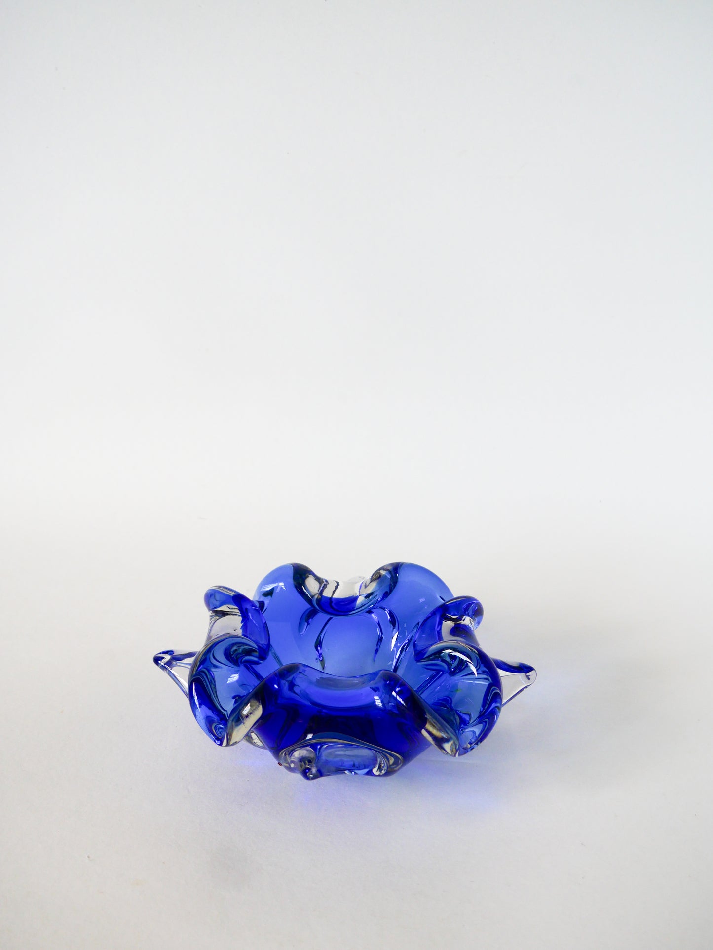 Vide-poche en verre de Murano, Bleu Roi, 1980